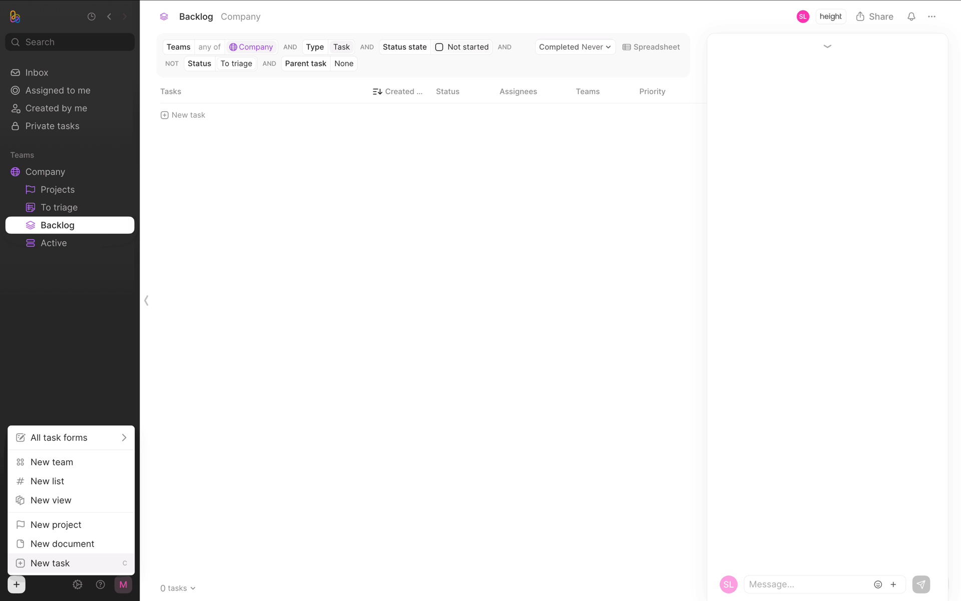 Height Web Business interface screenshot 8
