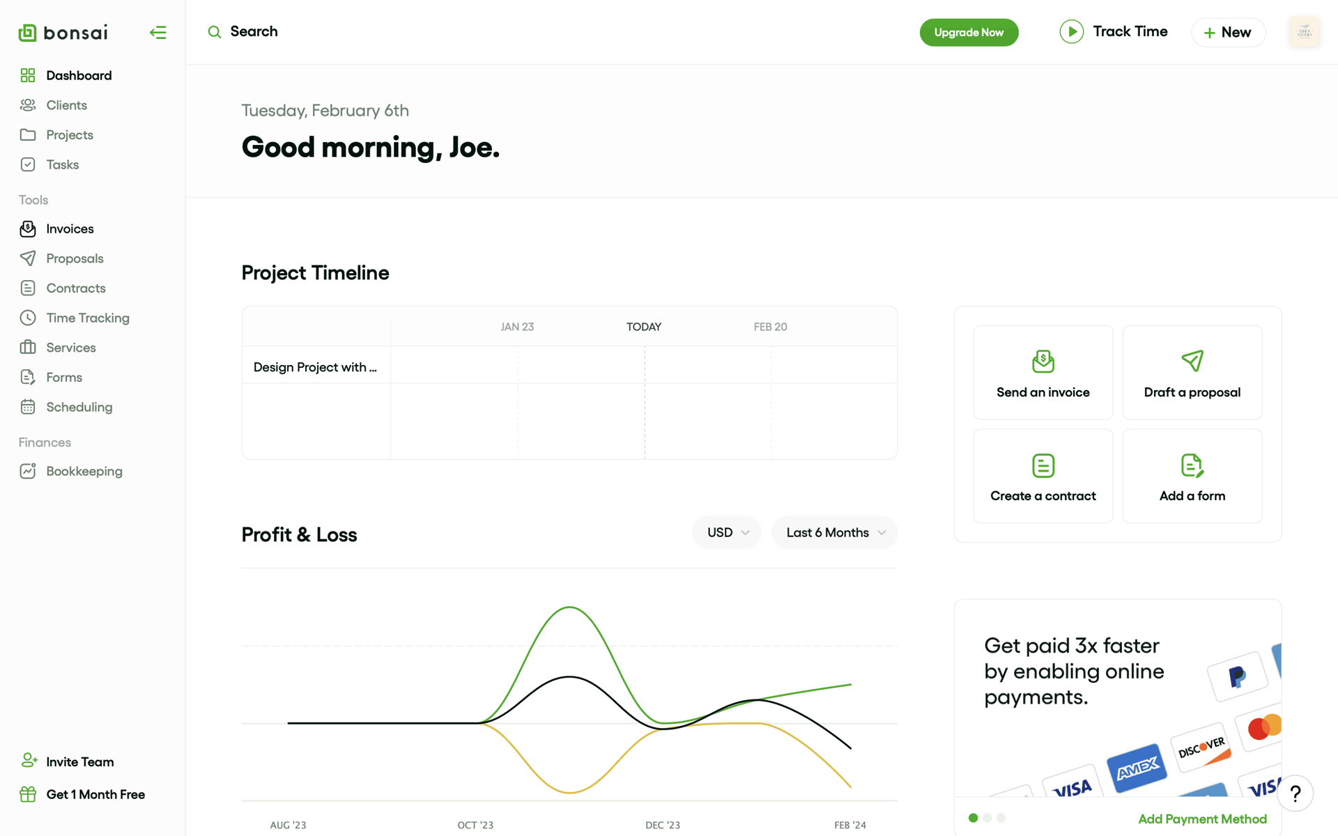 Bonsai Web Finance interface screenshot 10