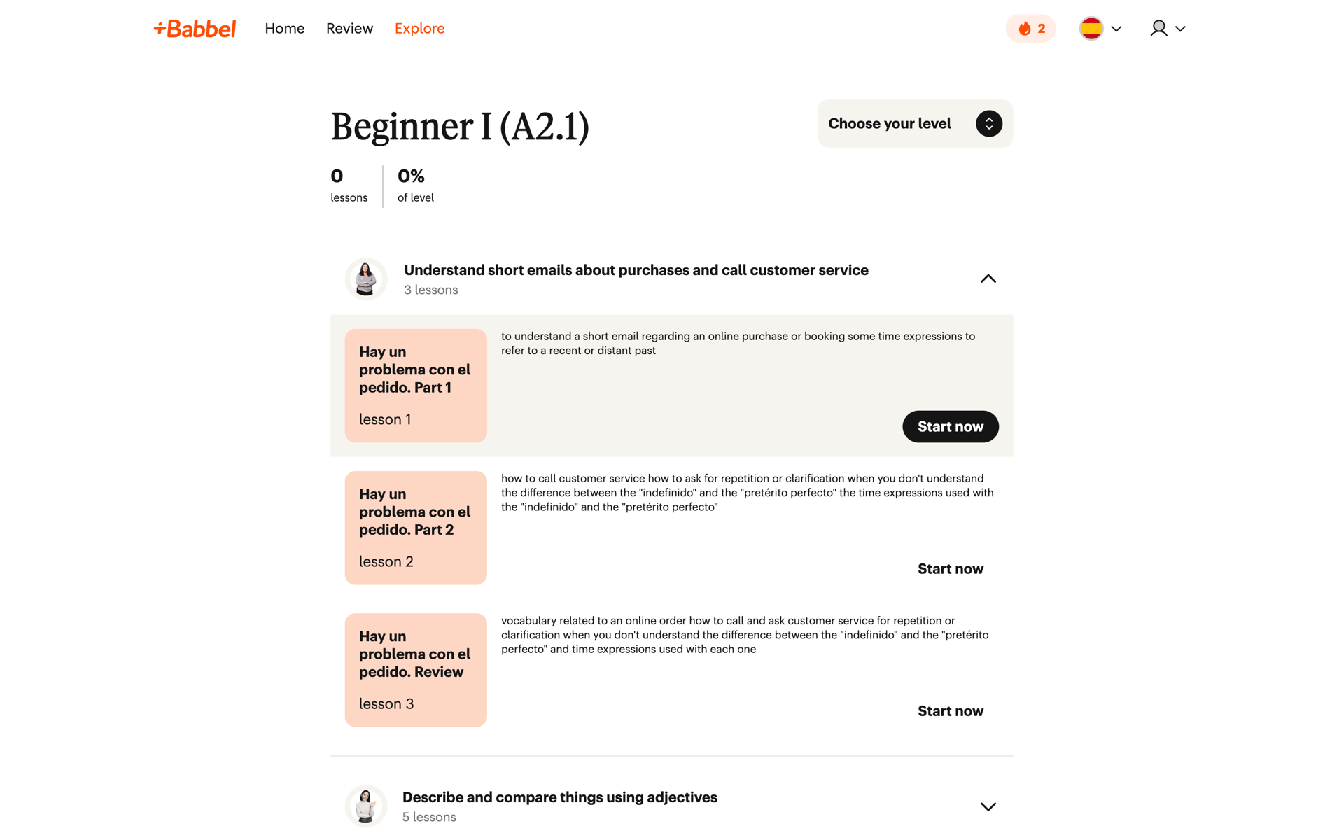 Babbel Web Education interface screenshot 9