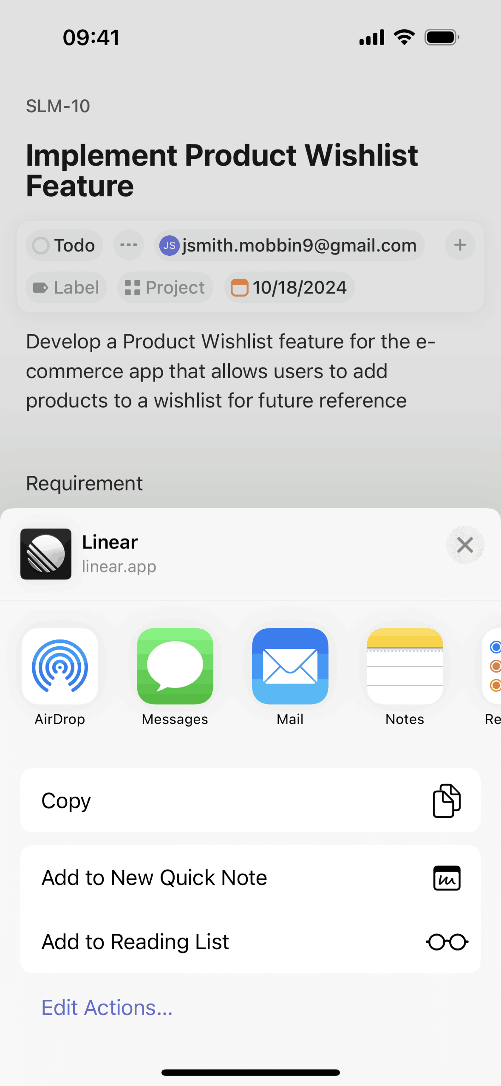 Linear iOS Developer Tools interface screenshot 14