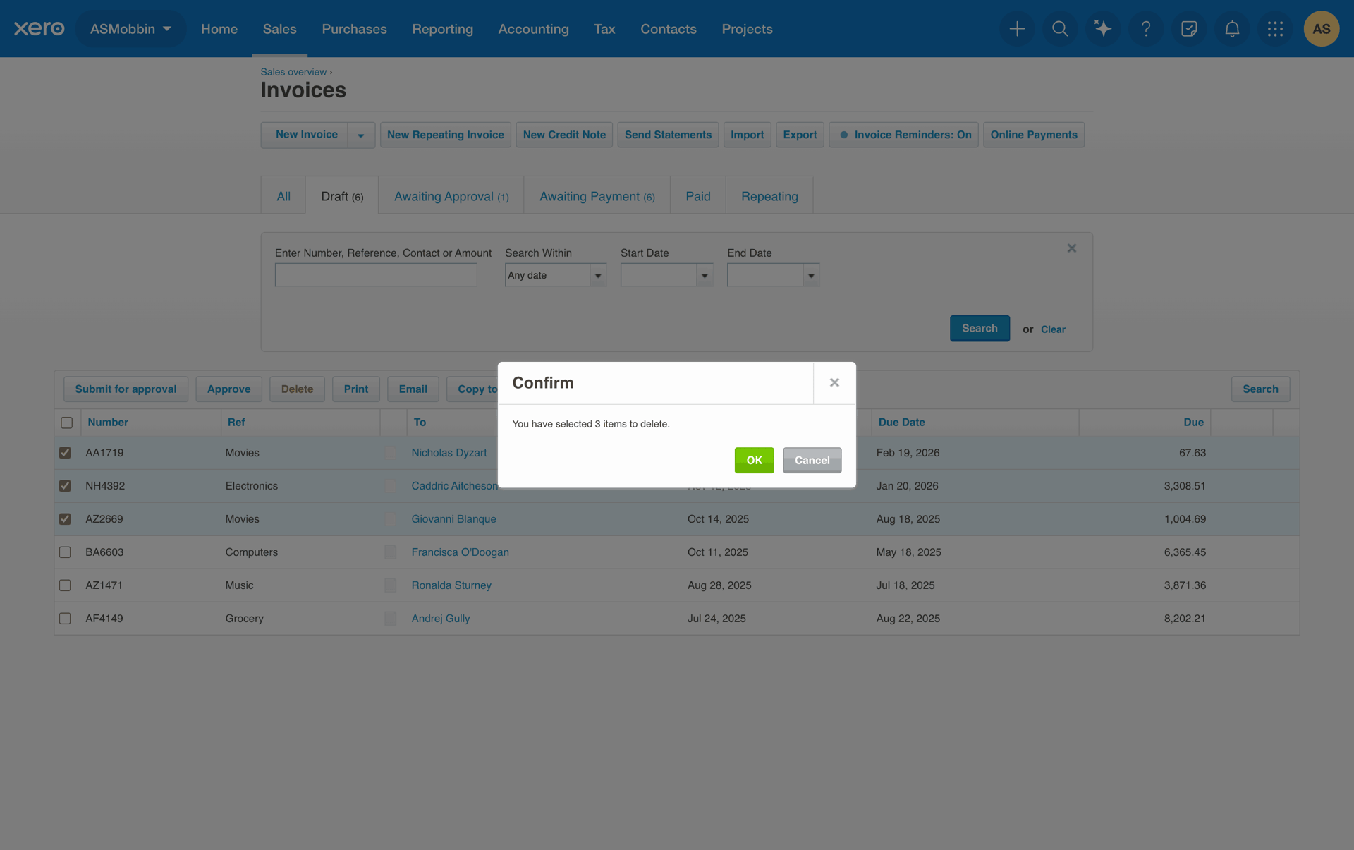 Xero Web Business interface screenshot 12