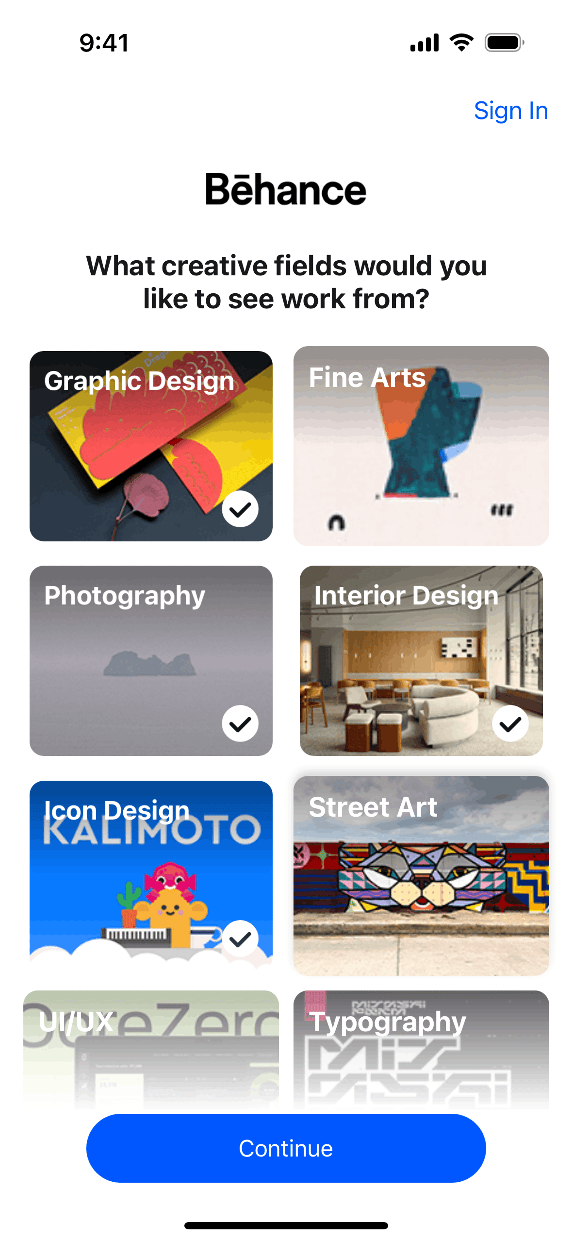 Behance iOS Social Networking interface screenshot 3