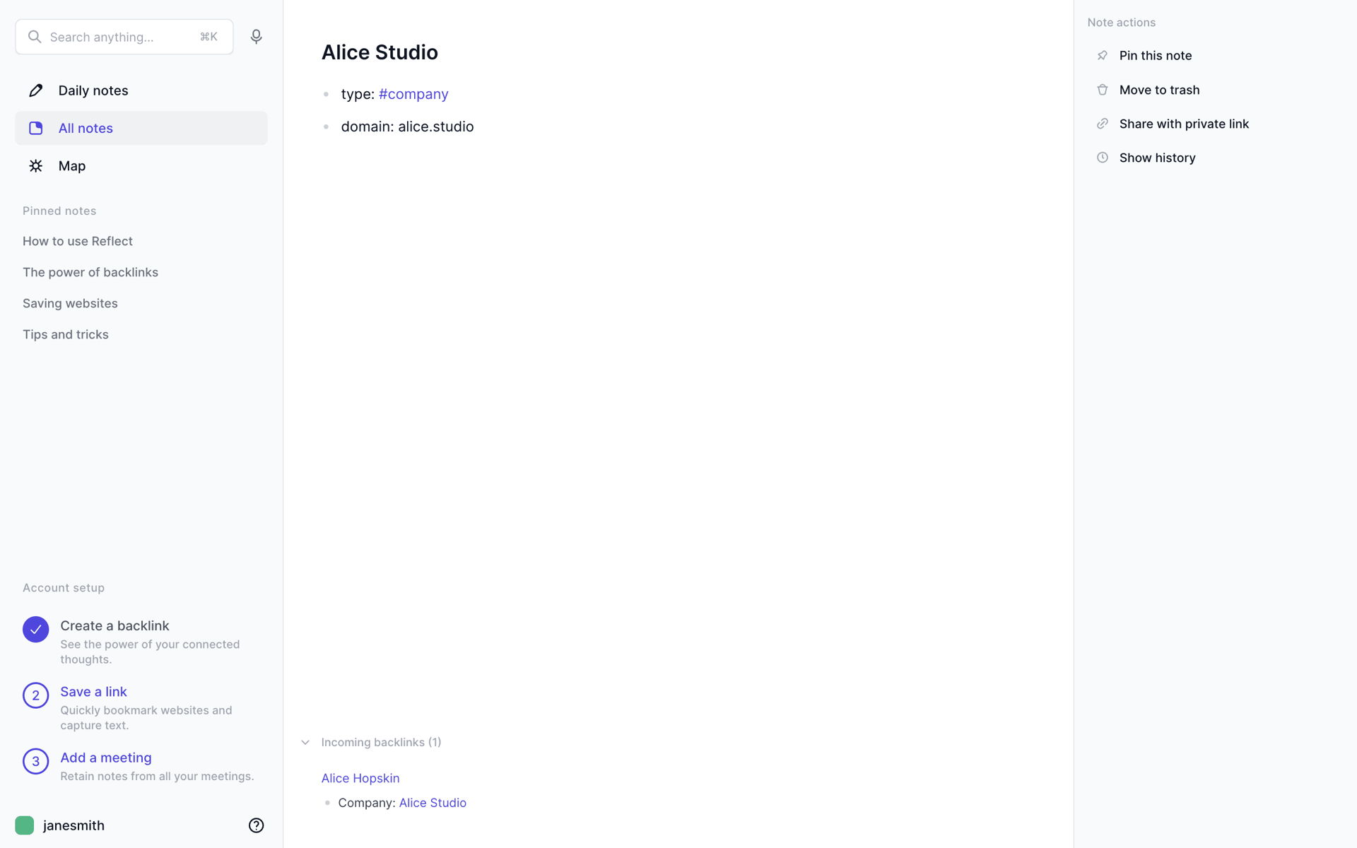 Reflect Web AI interface screenshot 3