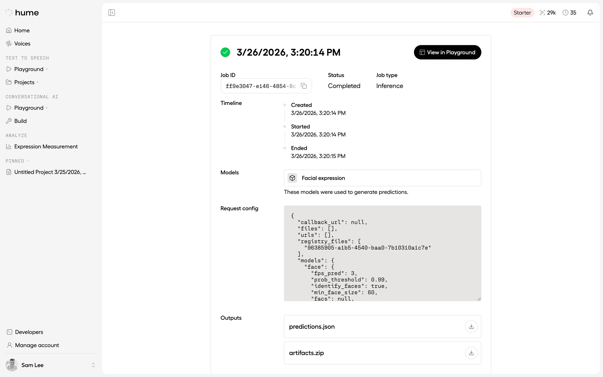 Hume AI Web emotion recognition interface screenshot 18
