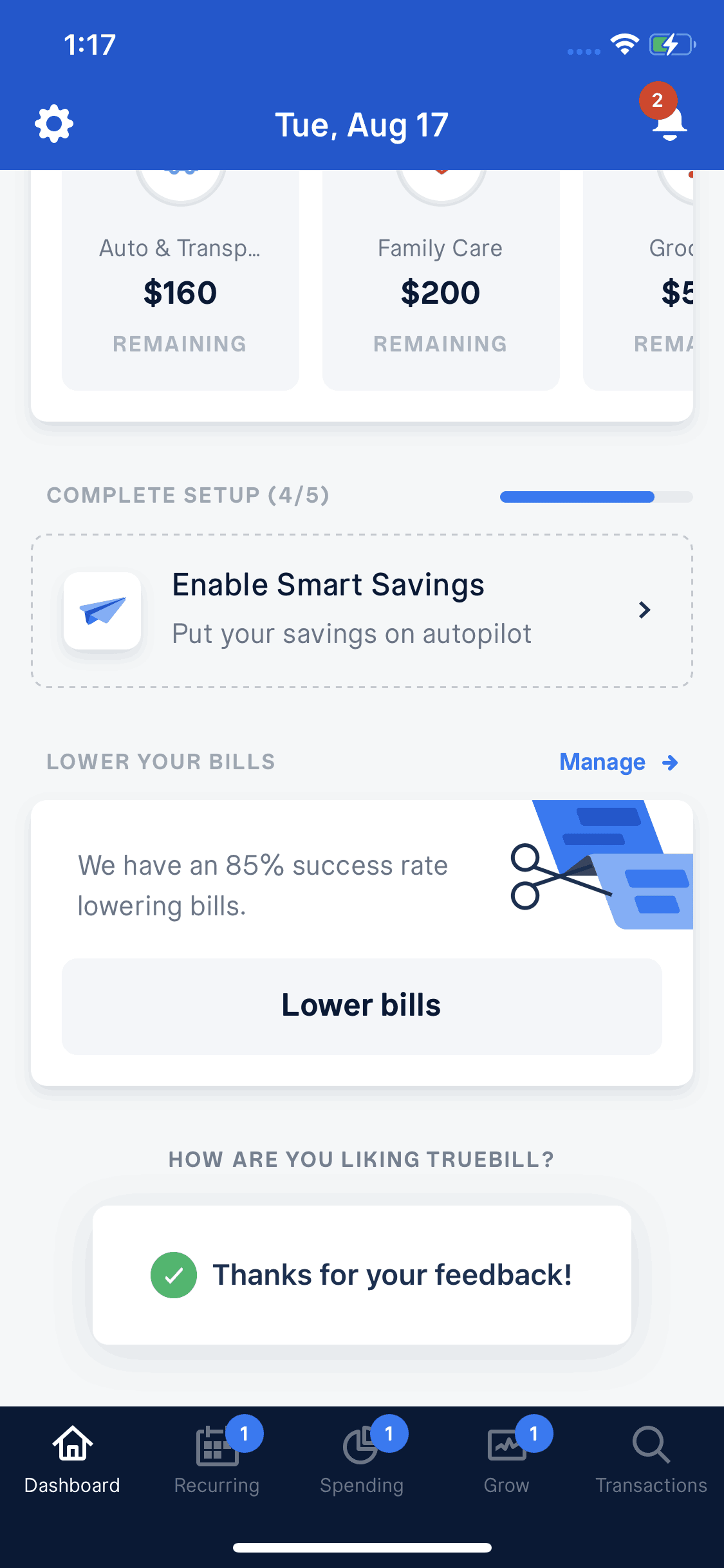Truebill iOS Finance interface screenshot 12