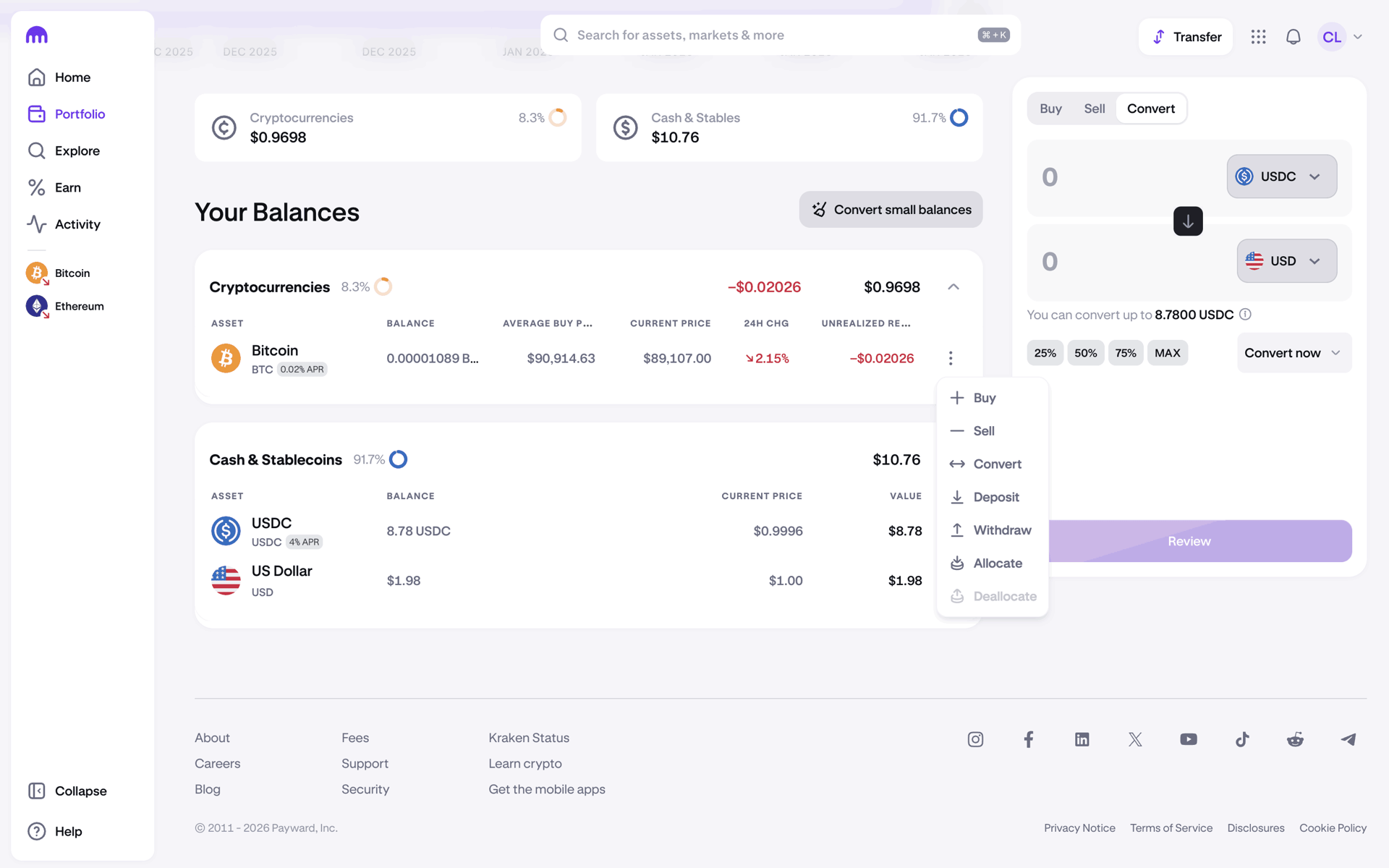 Kraken Web Finance interface screenshot 9
