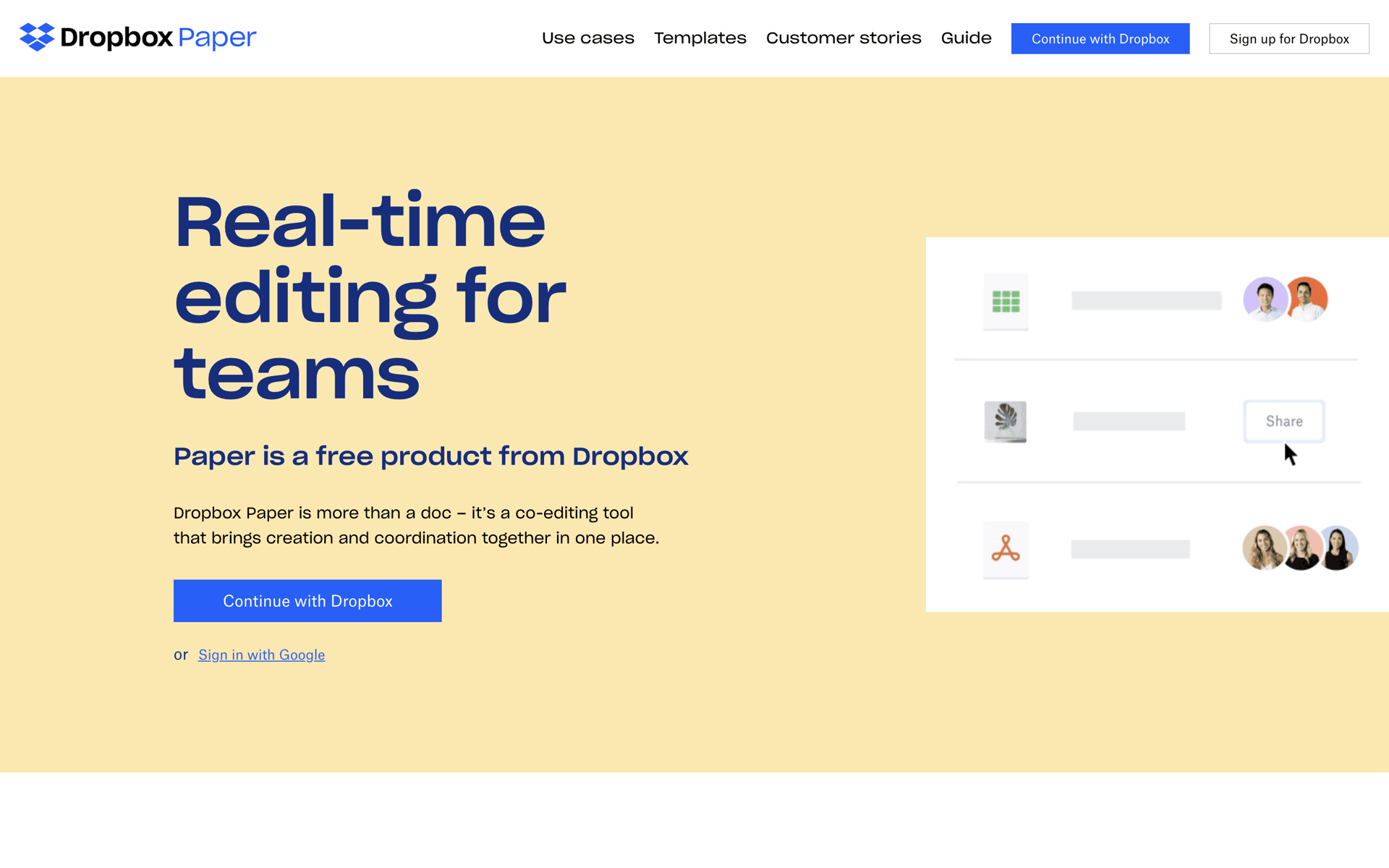 Dropbox Paper Web Productivity interface screenshot 1