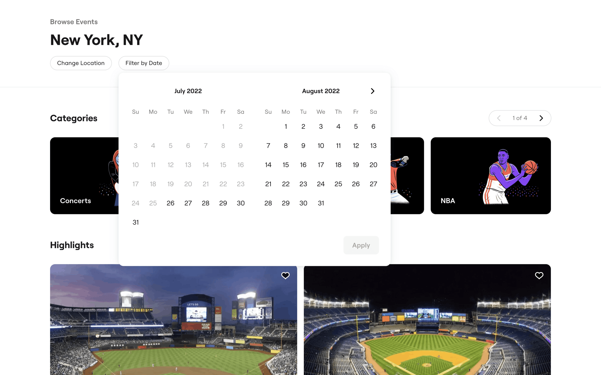 SeatGeek Web Entertainment interface screenshot 5