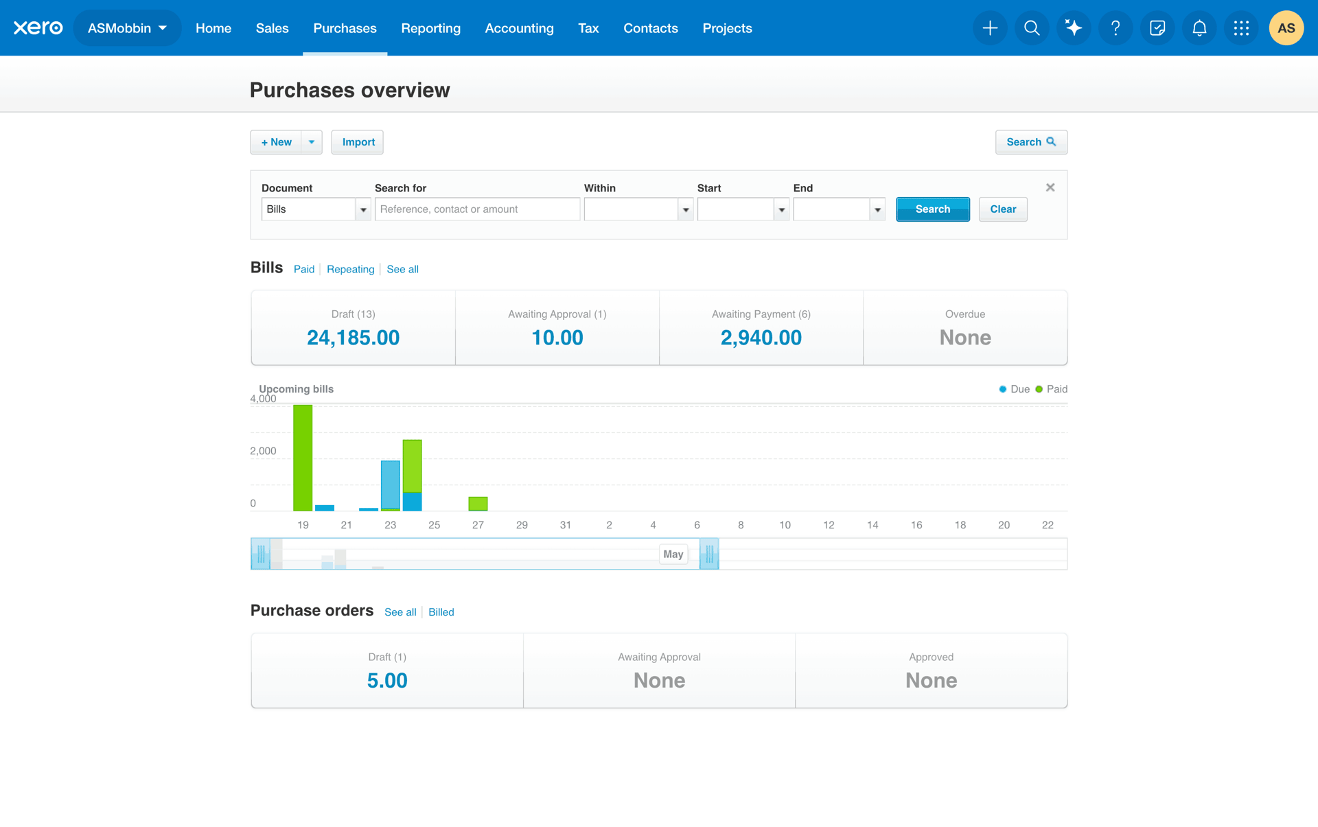 Xero Web Business interface screenshot 24