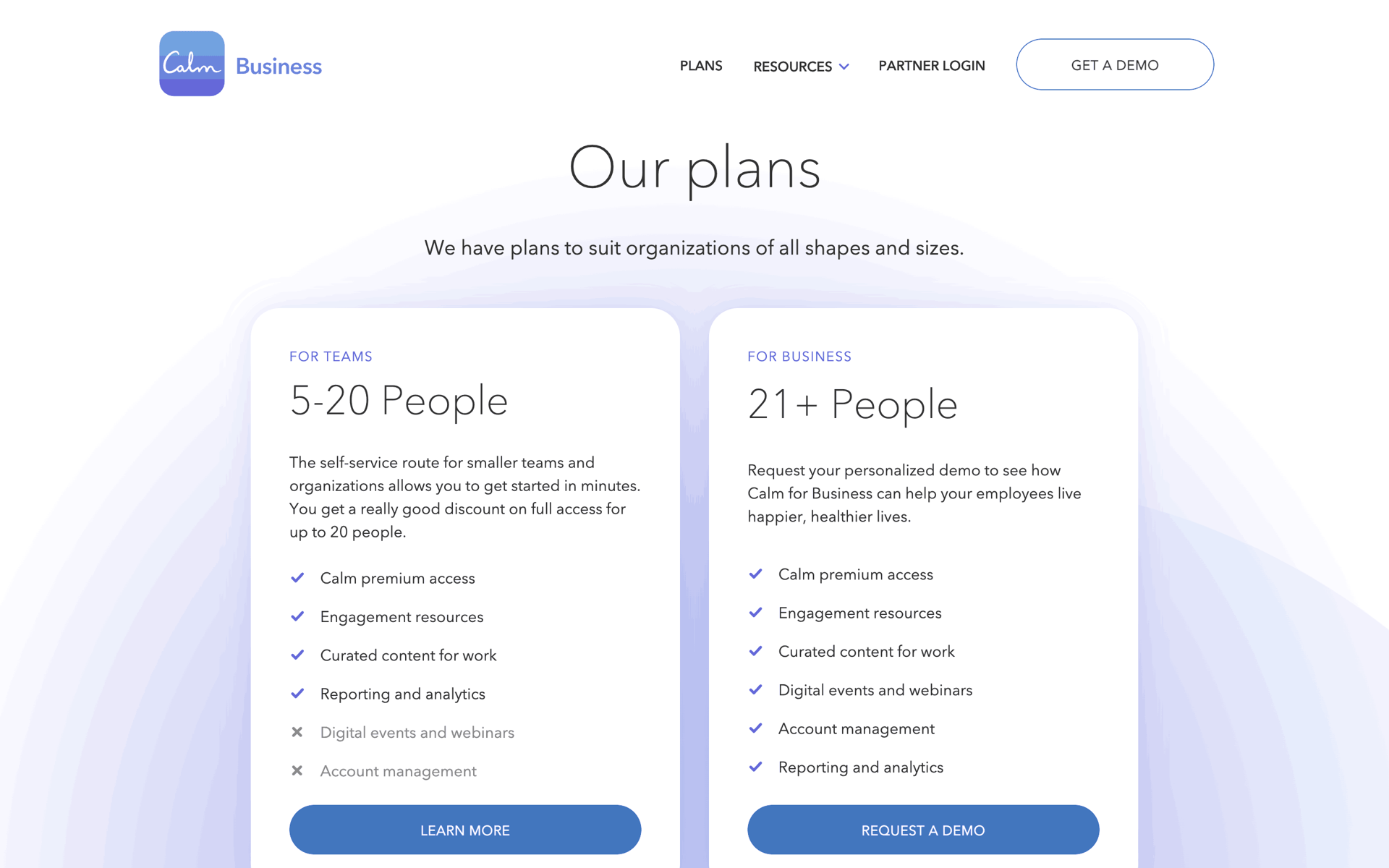 Calm Web Health & Fitness interface screenshot 16