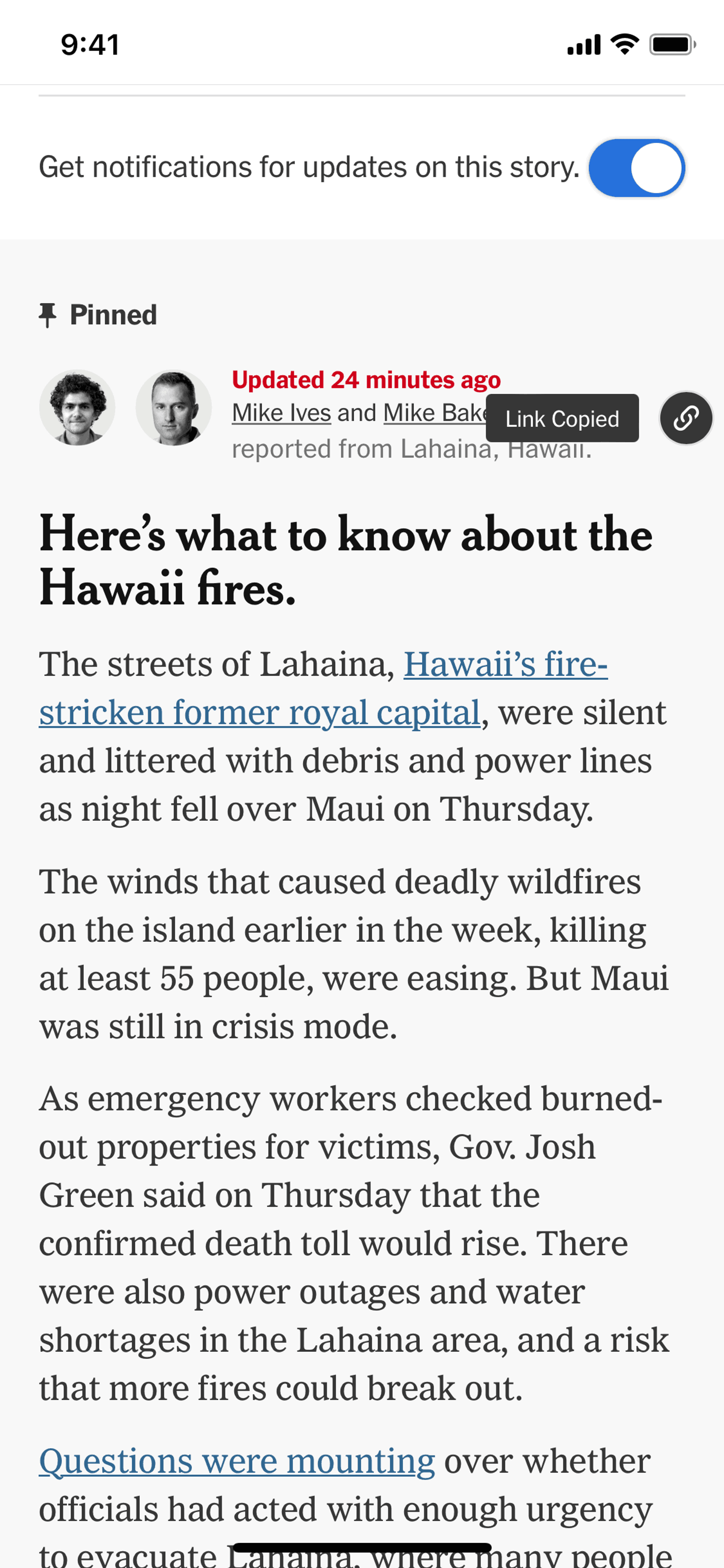 The New York Times iOS News interface screenshot 22