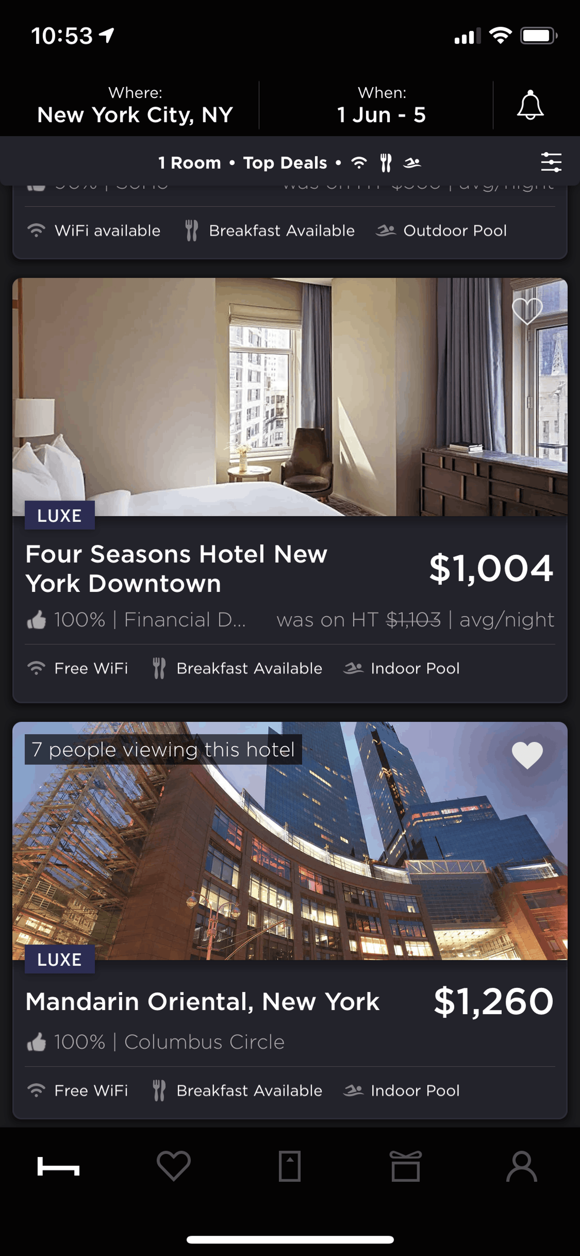 HotelTonight iOS Travel & Transportation interface screenshot 11