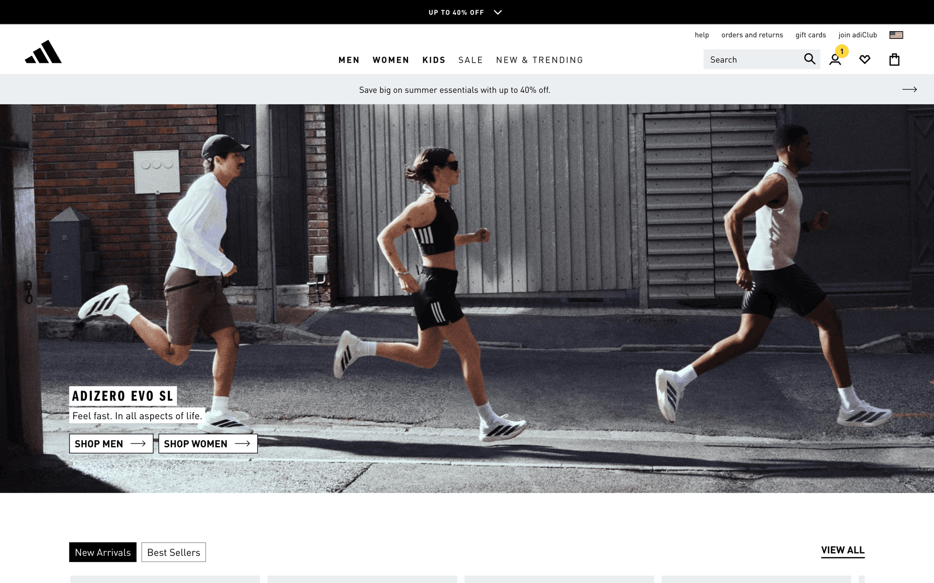 adidas Web Sports interface screenshot 1