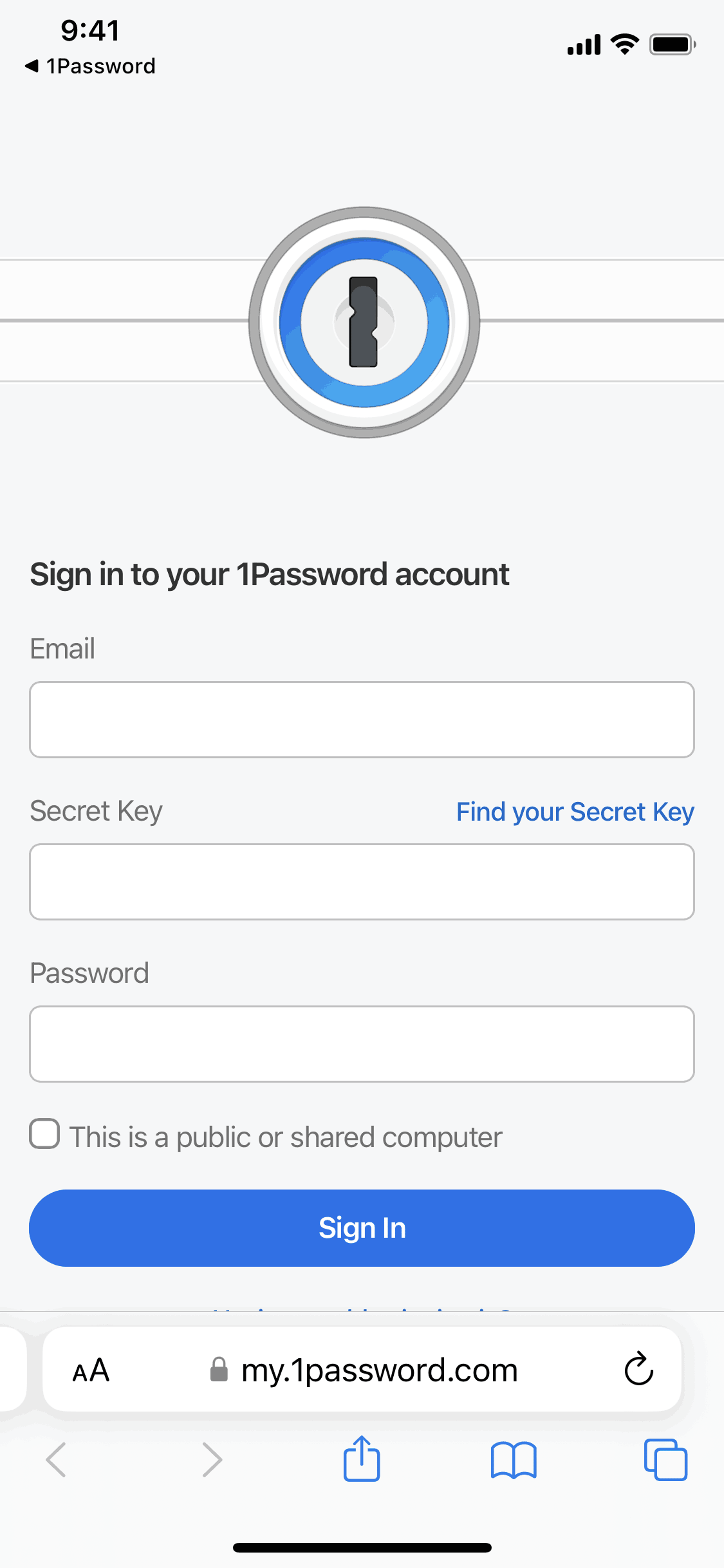 1Password iOS Productivity interface screenshot 14
