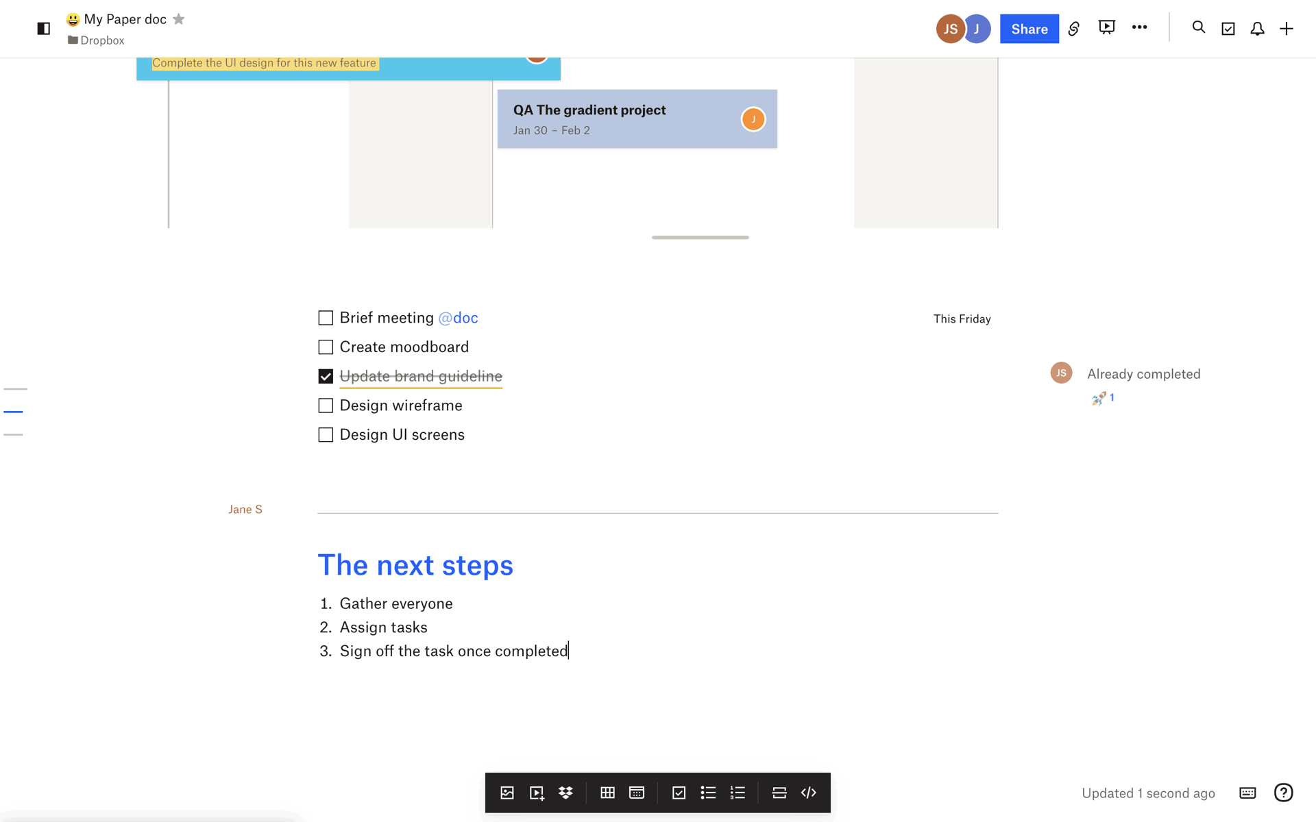Dropbox Paper Web Productivity interface screenshot 17