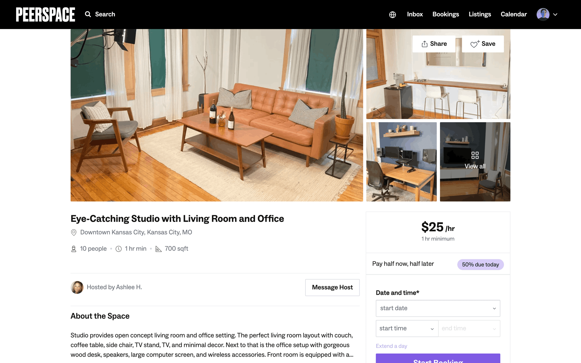 Peerspace Web Lifestyle interface screenshot 2