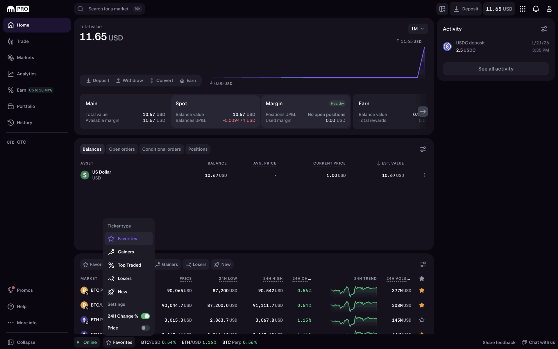 Kraken Web Finance interface screenshot 7