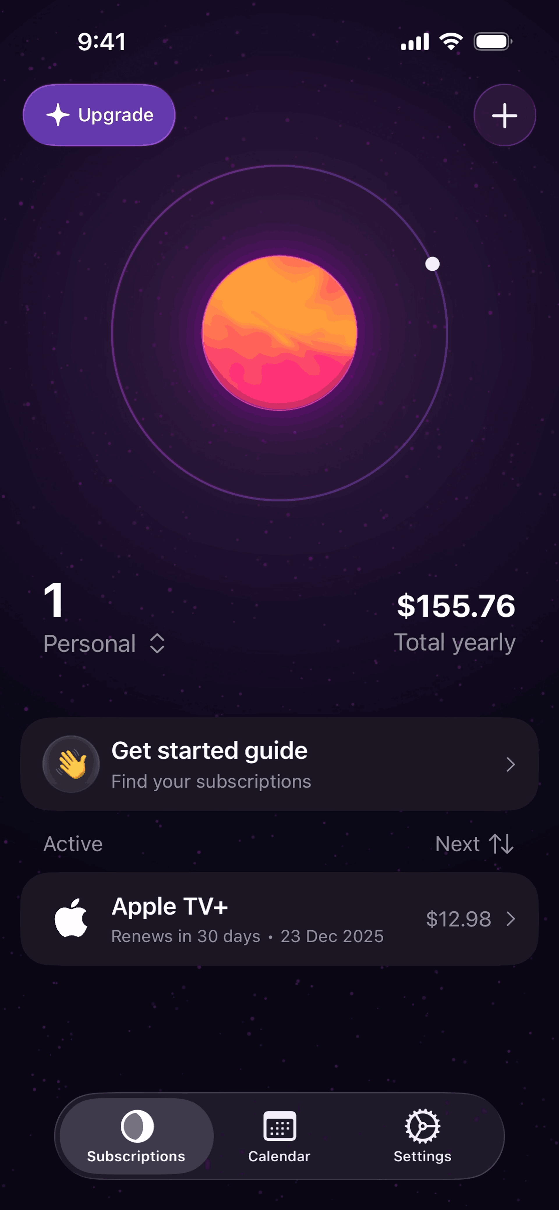Orbit iOS Finance interface screenshot 1