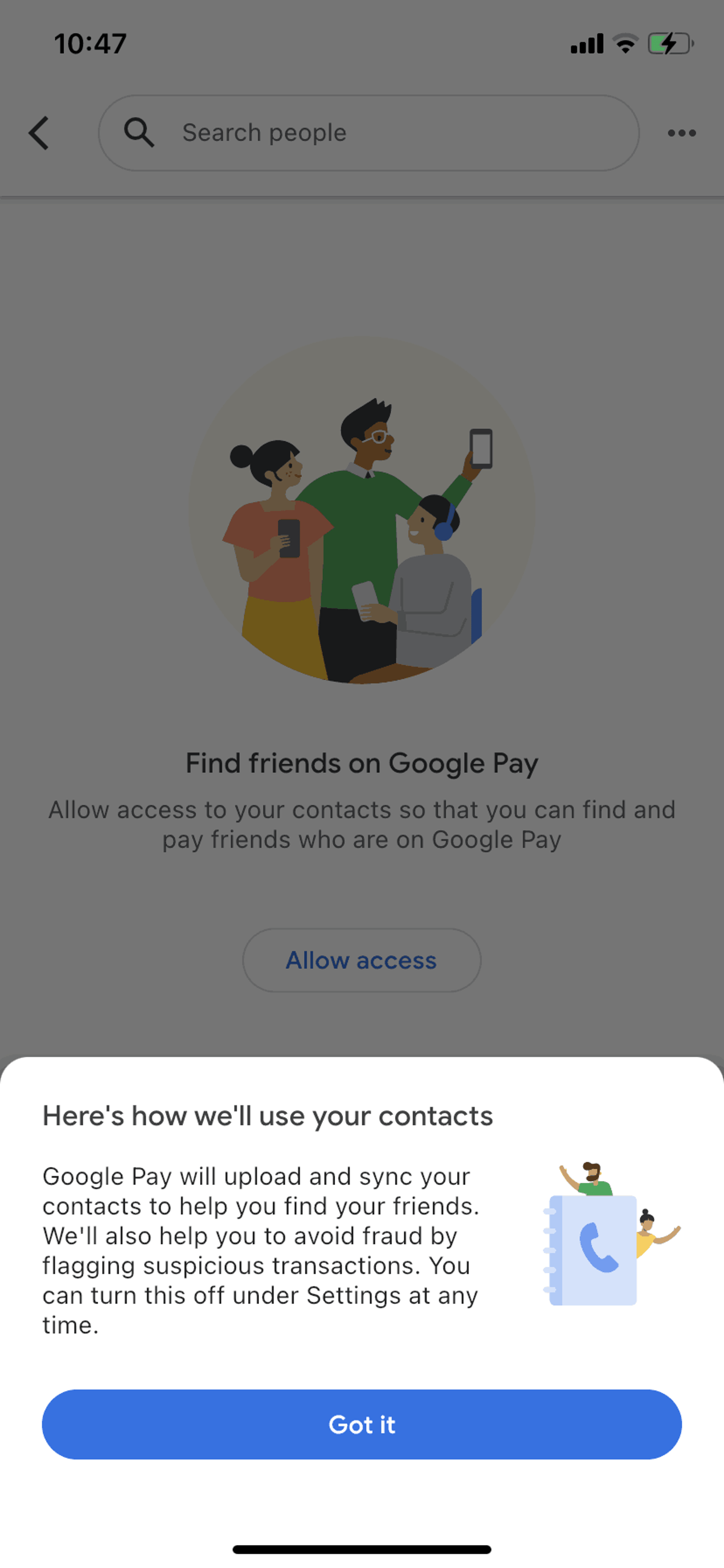 Google Pay iOS Finance interface screenshot 6