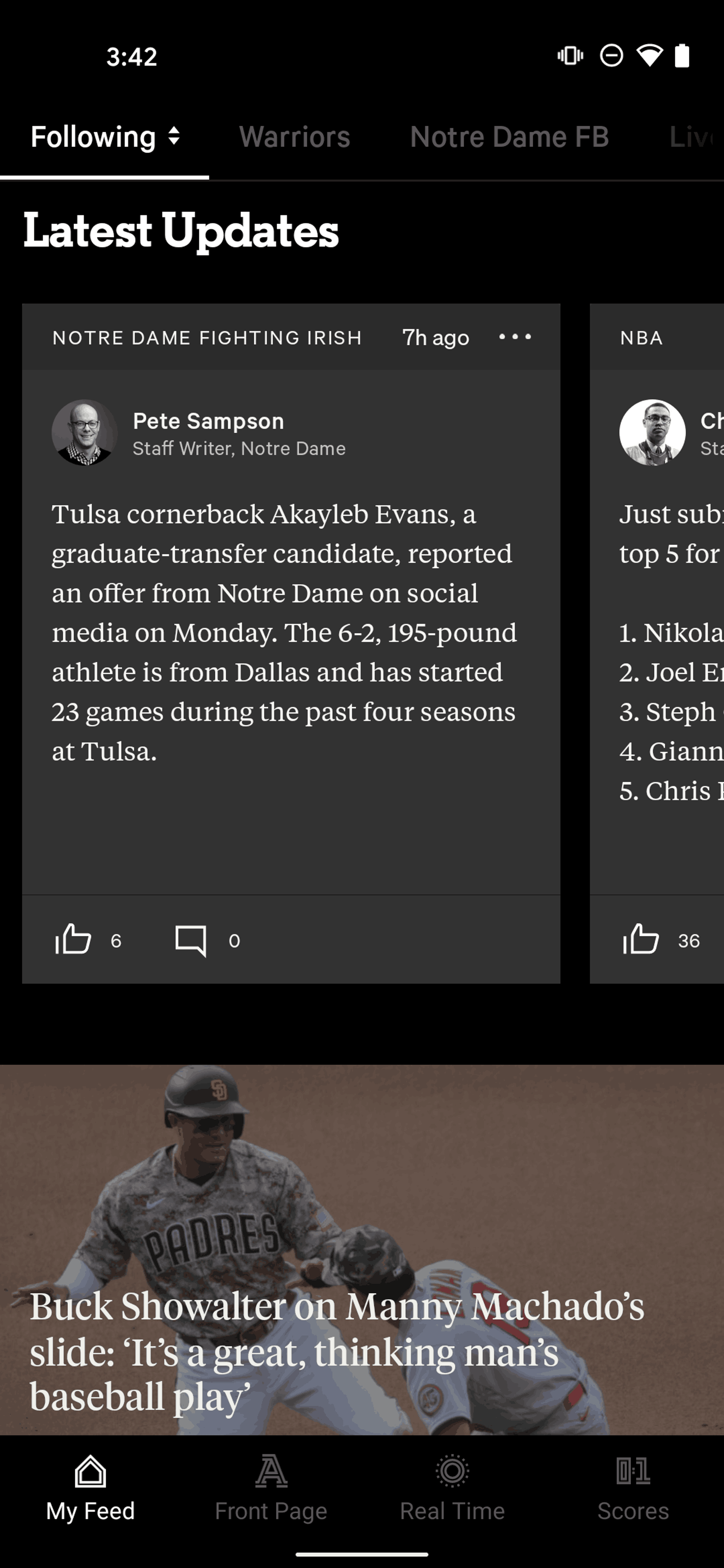 The Athletic Android Sports interface screenshot 20