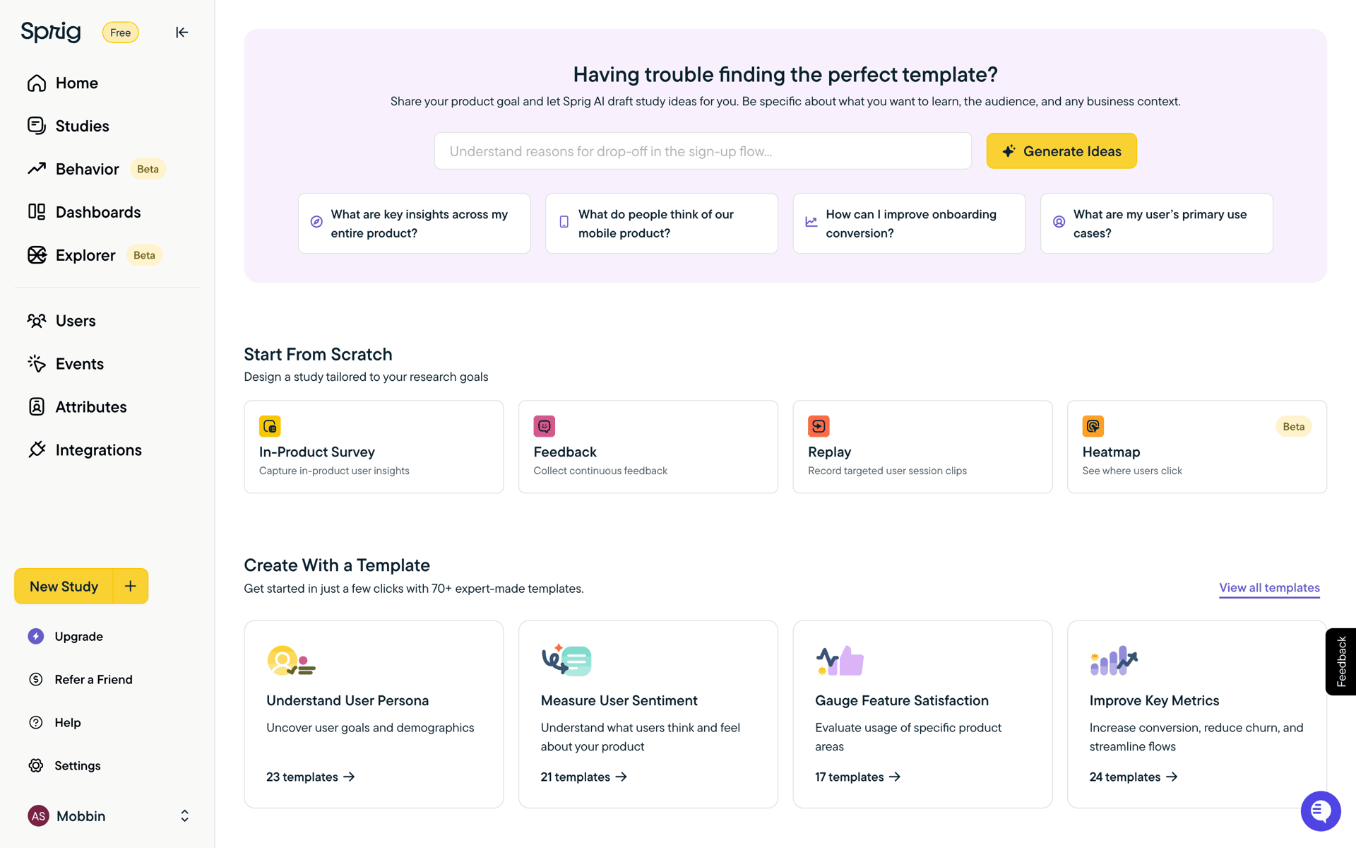 Sprig Web Business interface screenshot 18