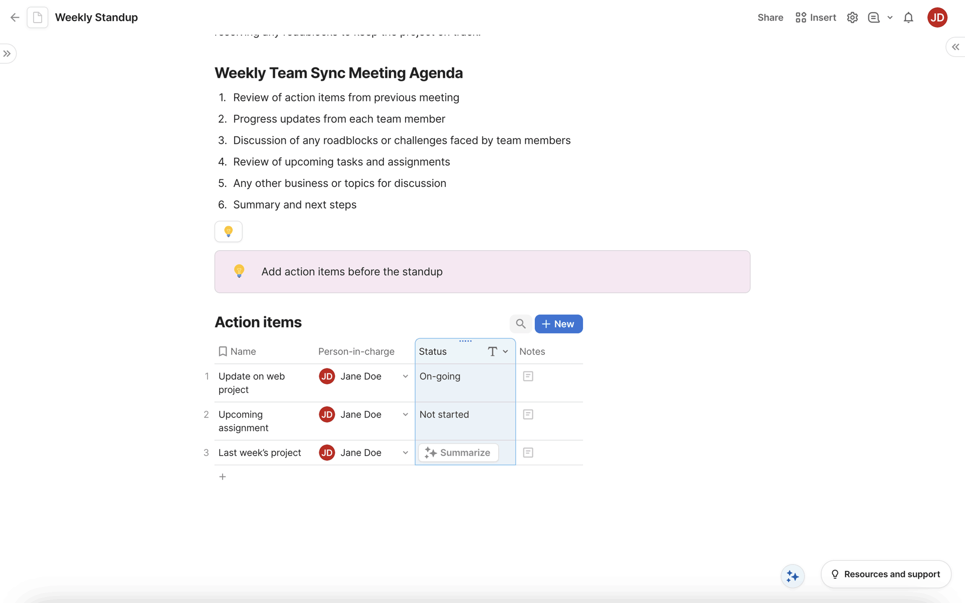 Coda Web Productivity interface screenshot 8