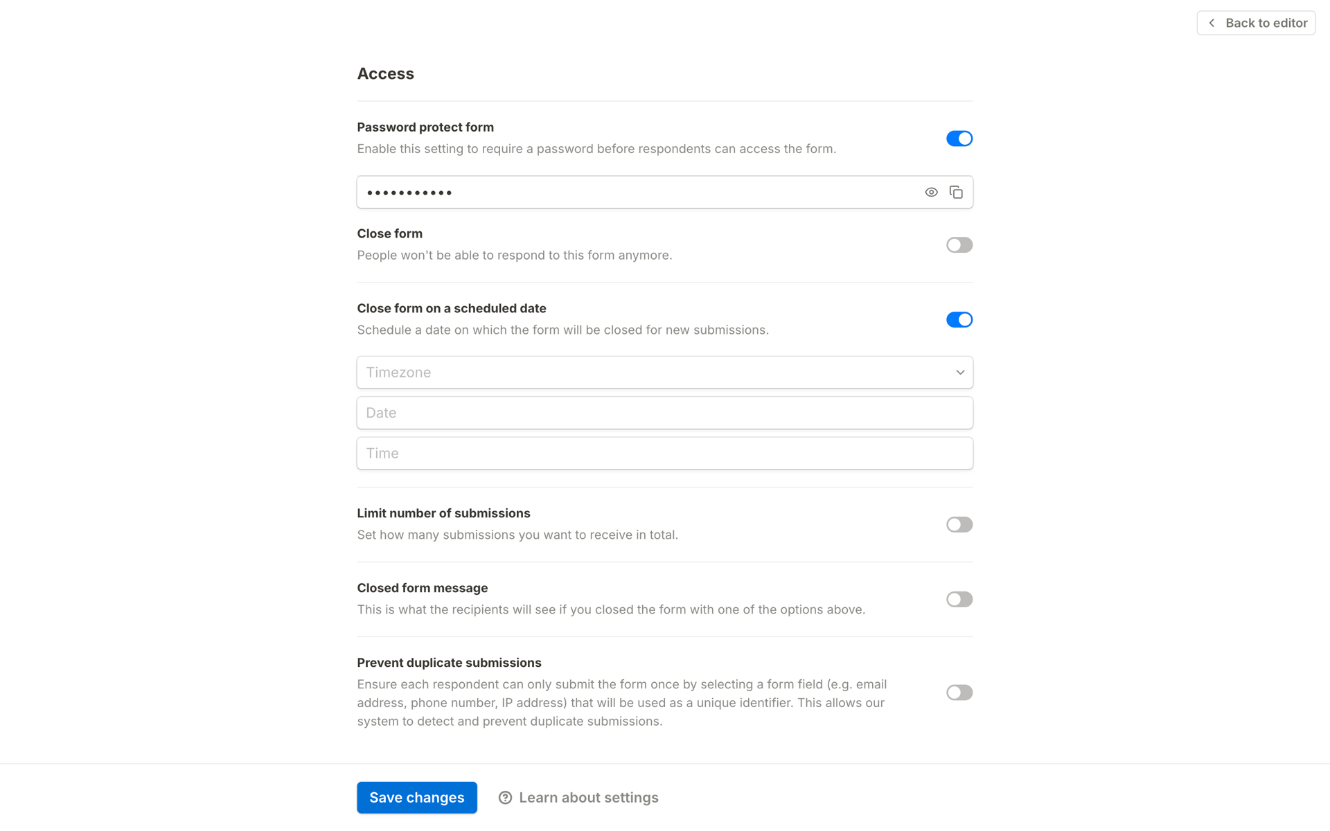 Tally Web Productivity interface screenshot 15