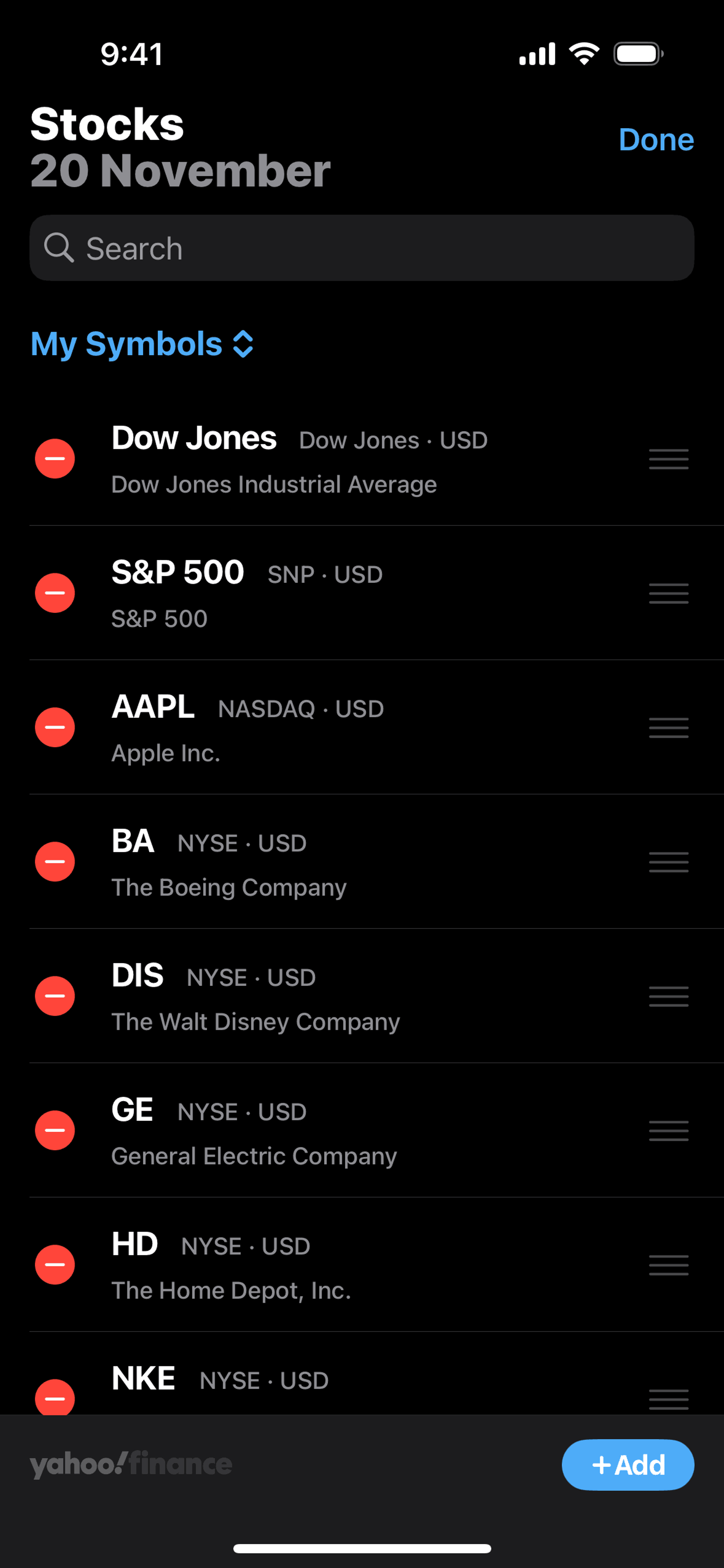 Stocks iOS Finance interface screenshot 8