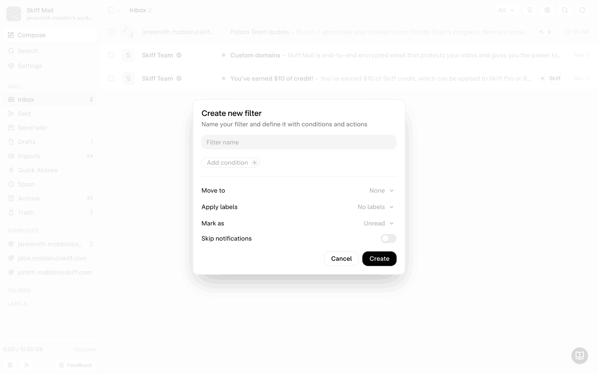 Skiff Web Business interface screenshot 10