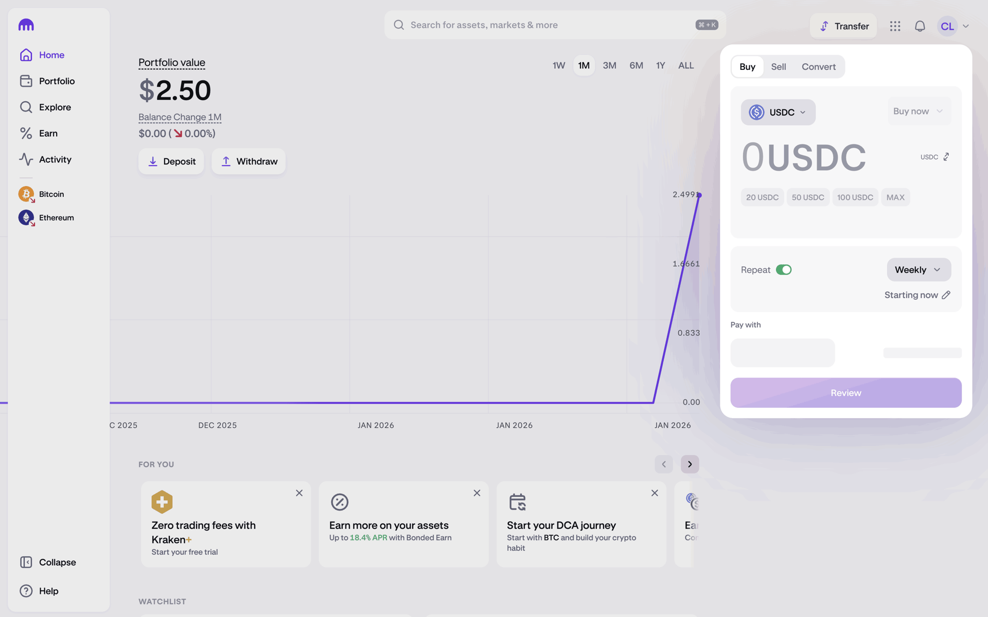 Kraken Web Finance interface screenshot 14