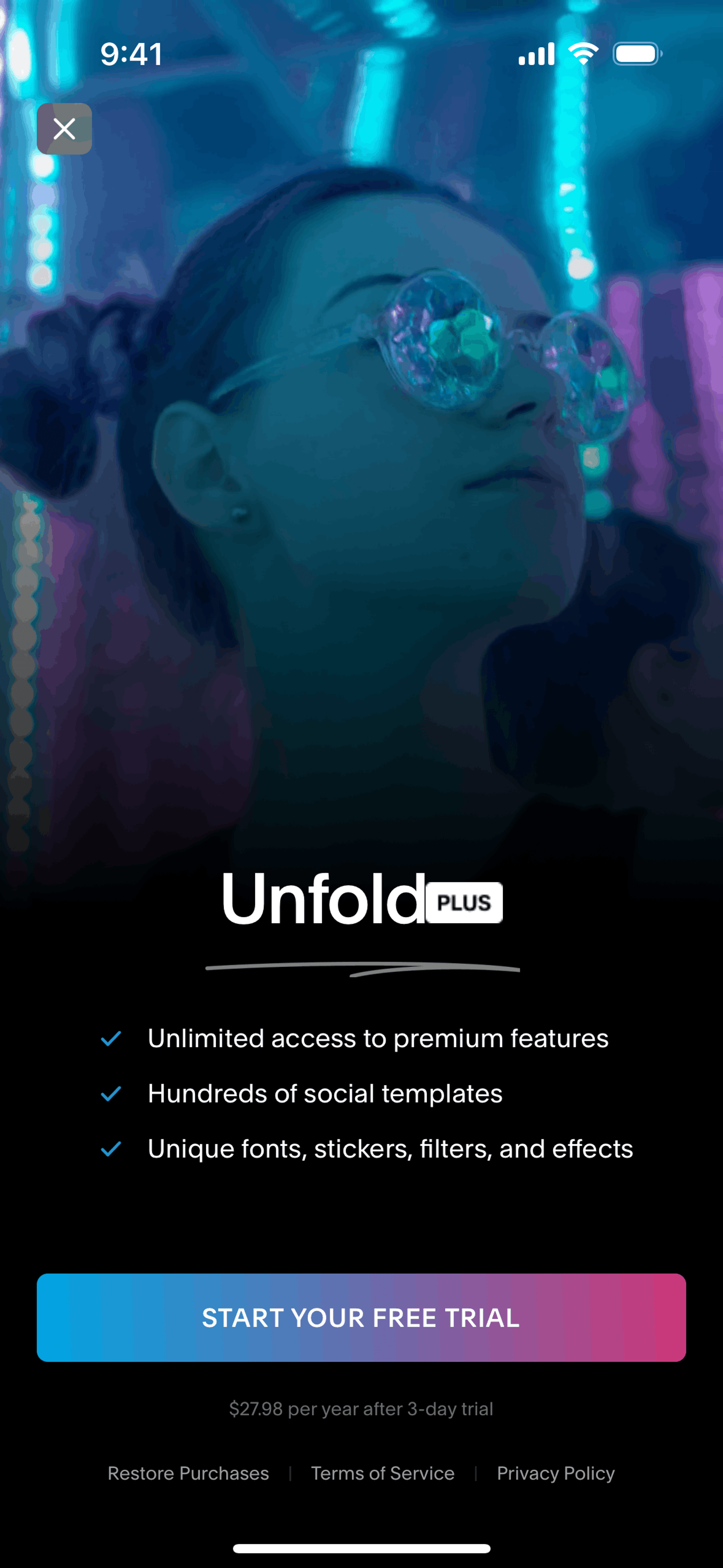 Unfold iOS Photo & Video interface screenshot 4