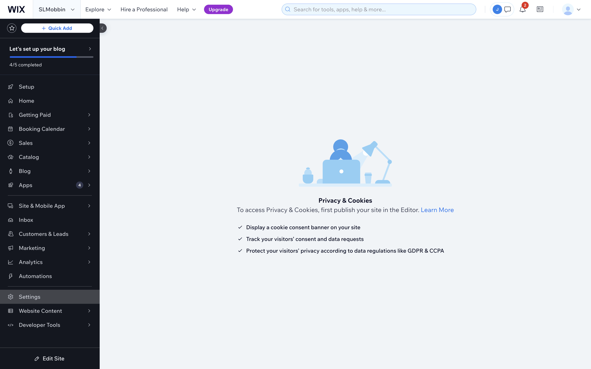Wix Web Business interface screenshot 16