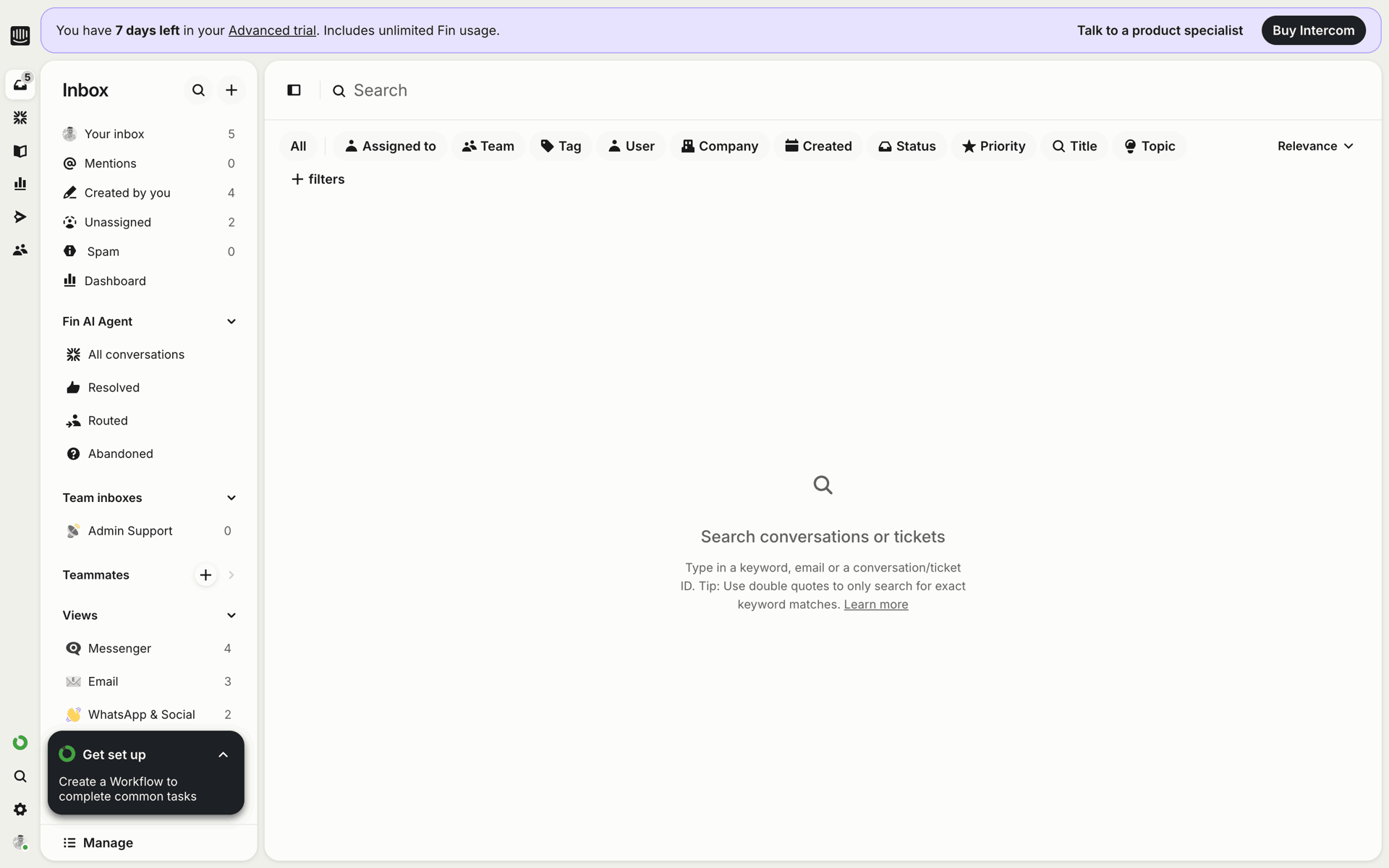 Intercom Web Business interface screenshot 24