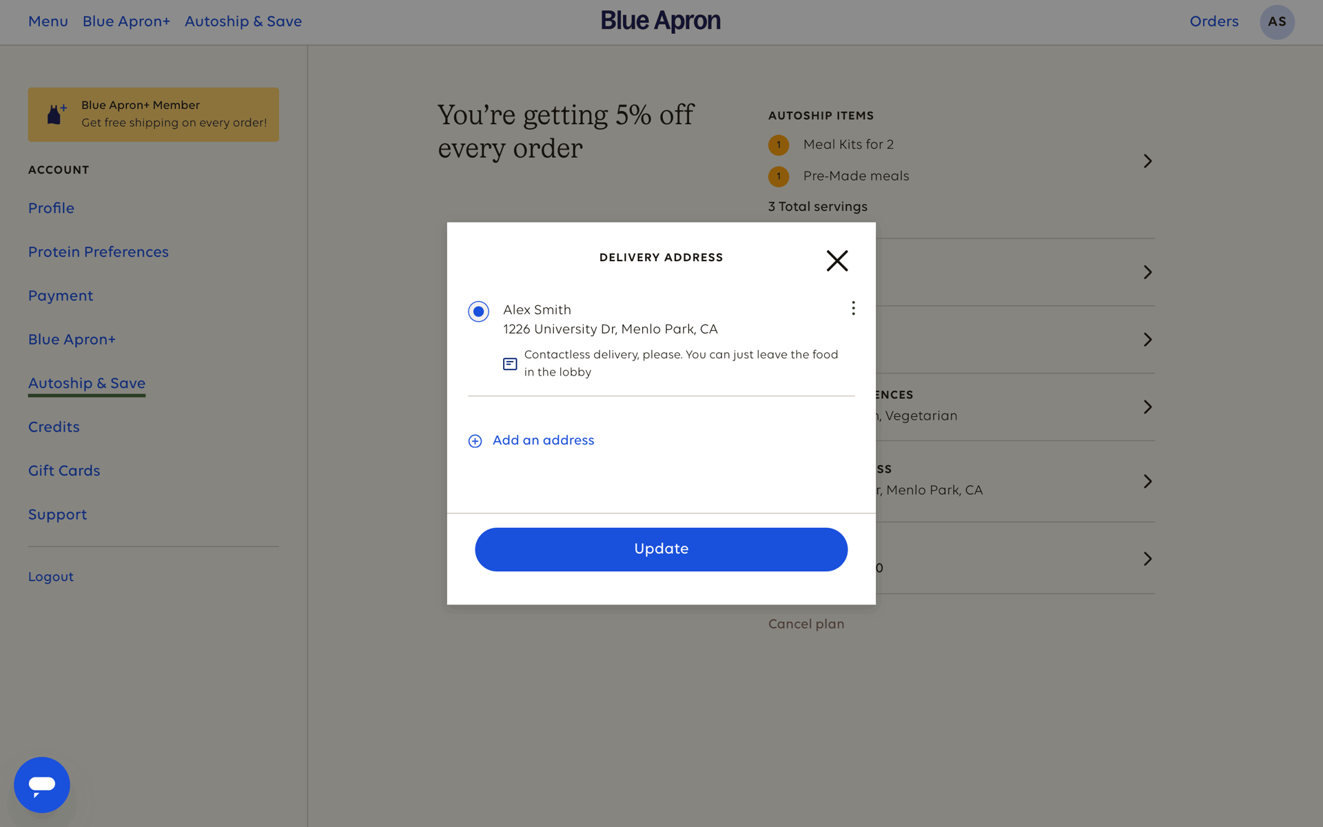 Blue Apron Web Shopping interface screenshot 19