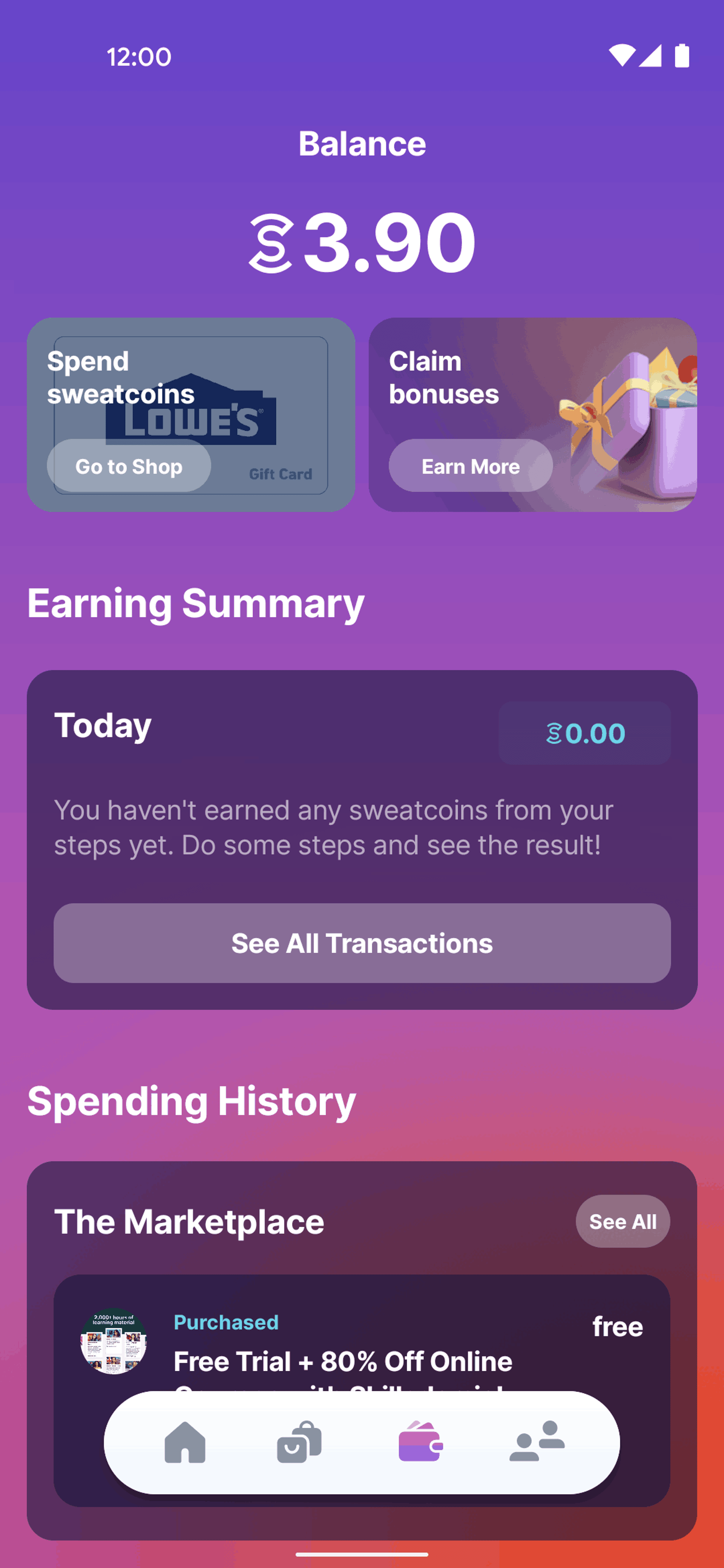 Sweatcoin Android Health & Fitness interface screenshot 3