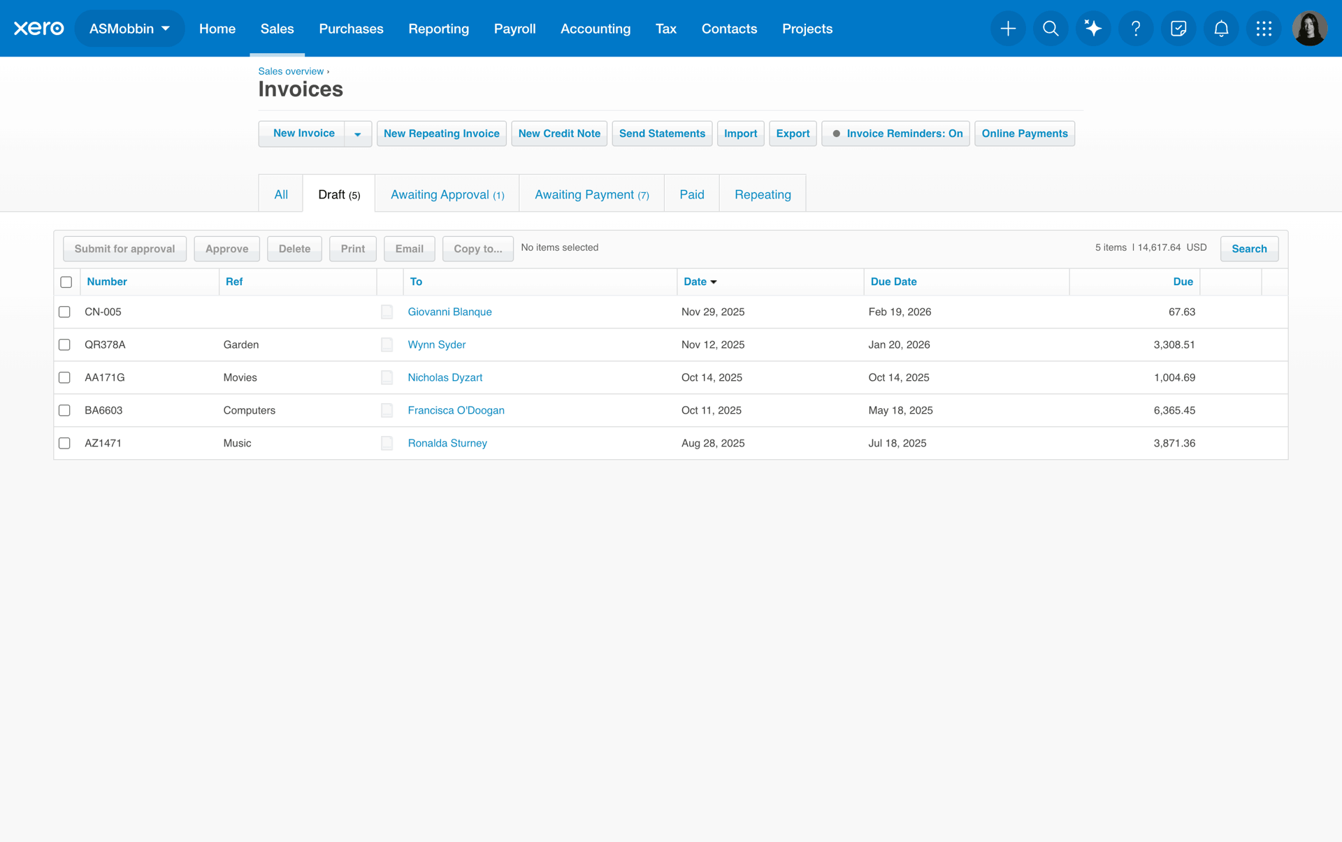 Xero Web Business interface screenshot 11