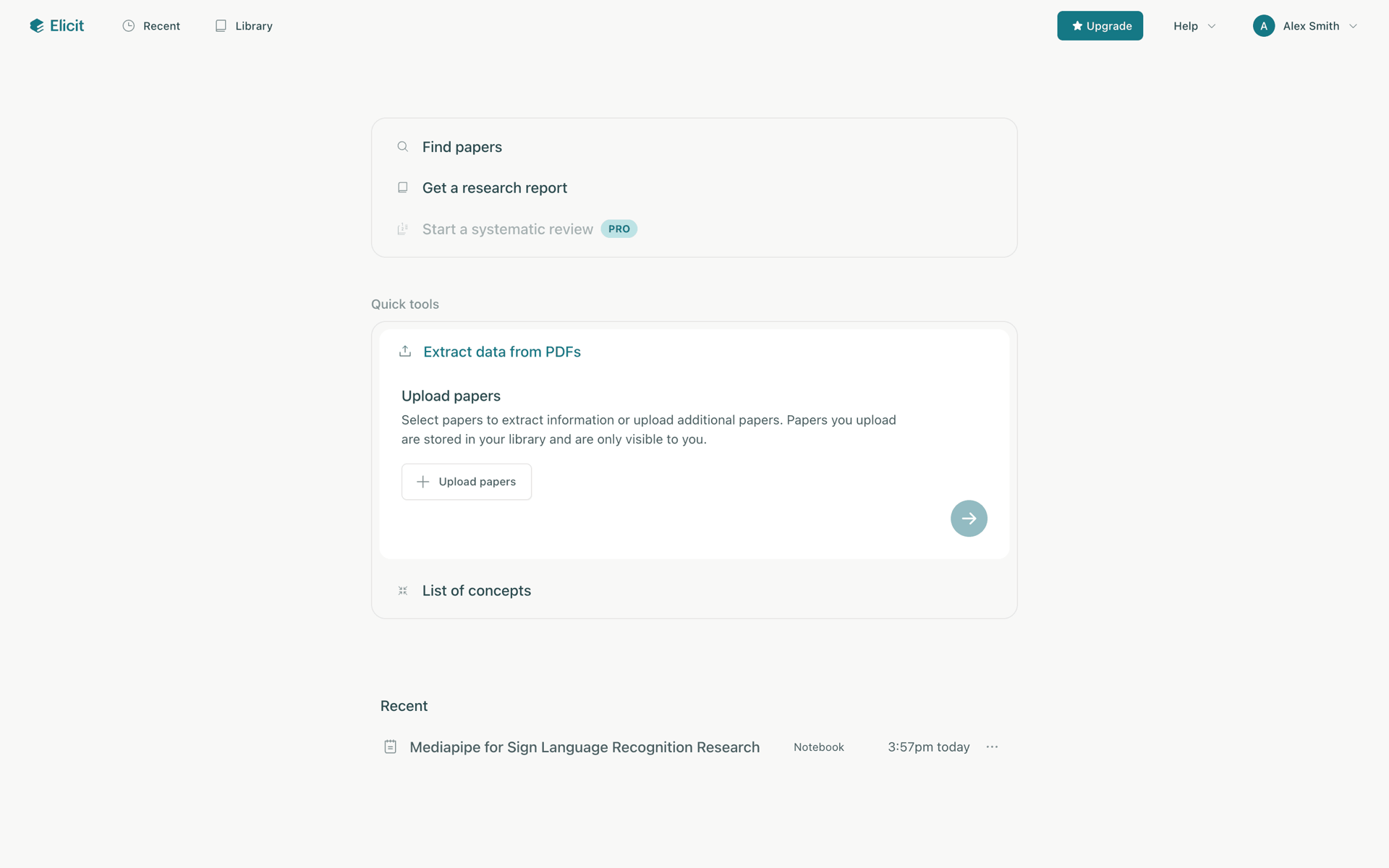 Elicit Web AI interface screenshot 4