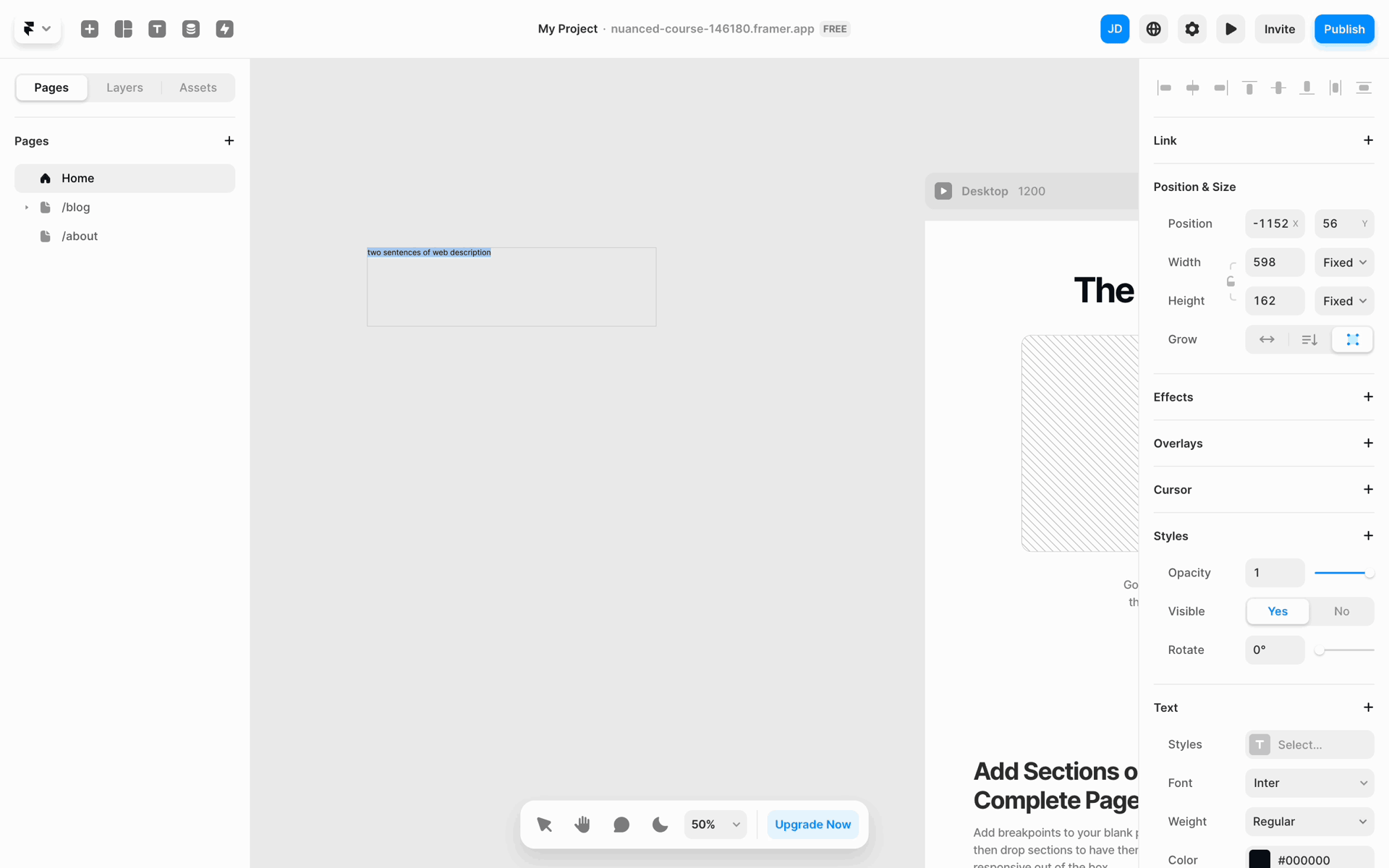 Framer Web AI interface screenshot 7