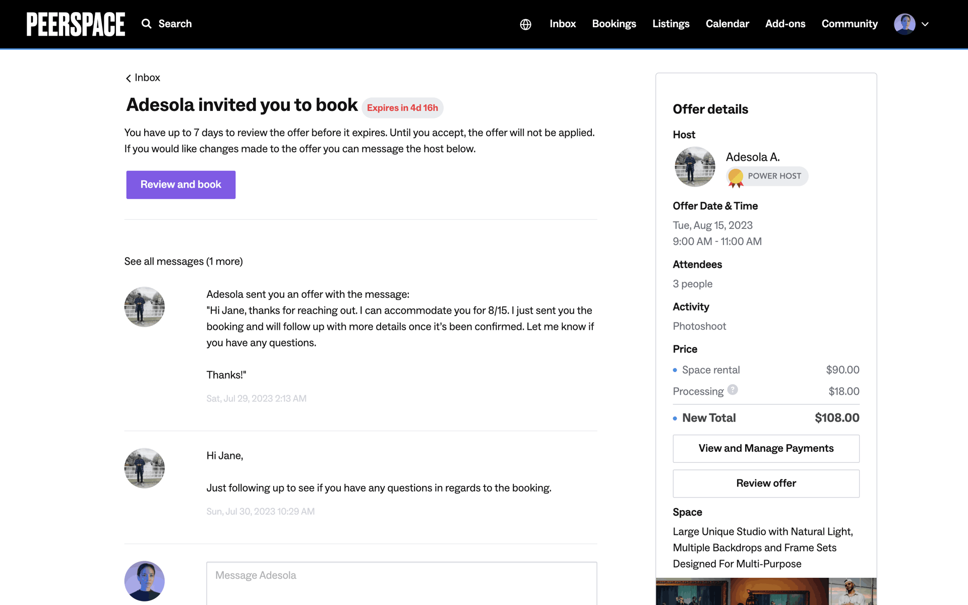 Peerspace Web Lifestyle interface screenshot 9