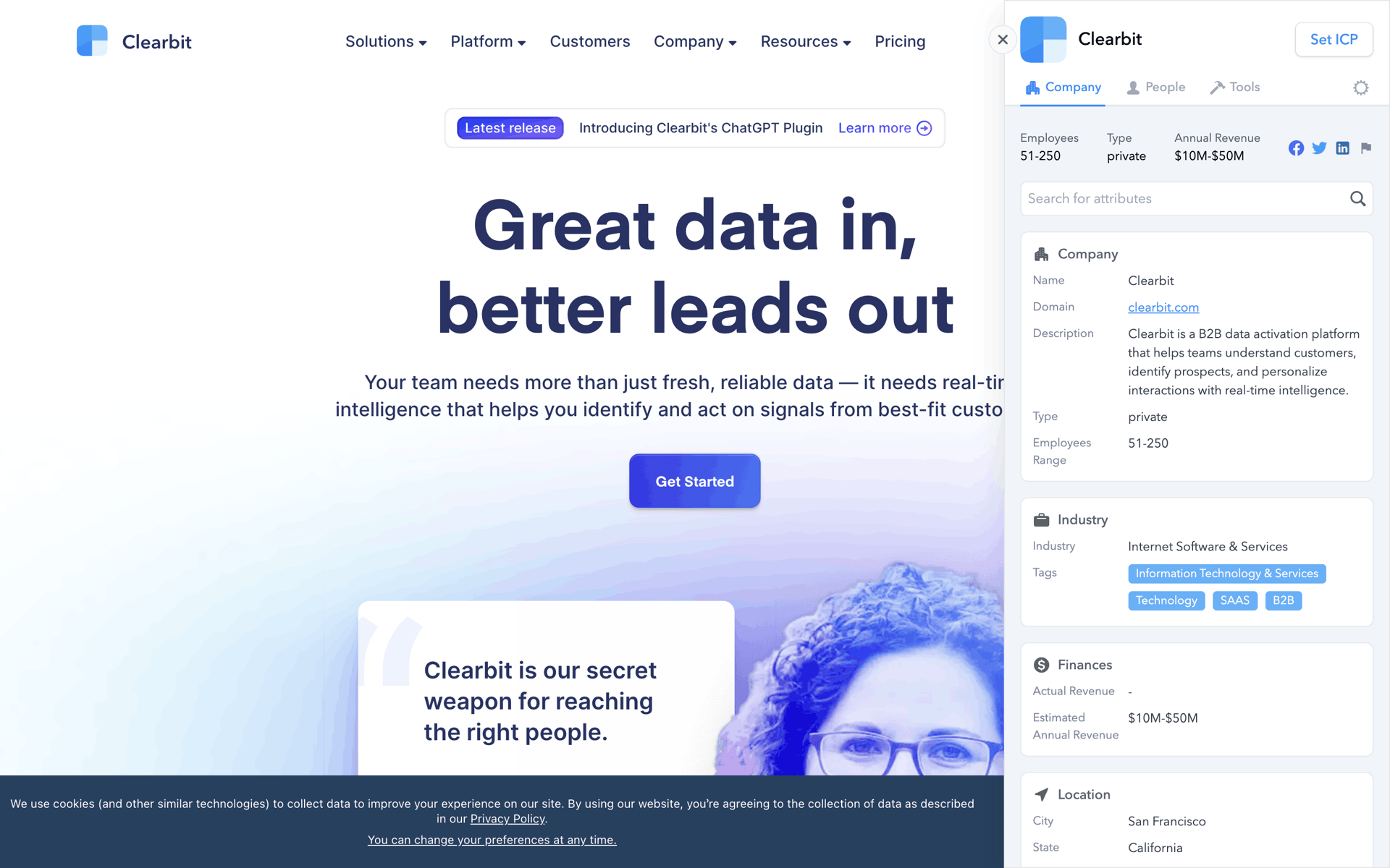 Clearbit Web Business interface screenshot 9