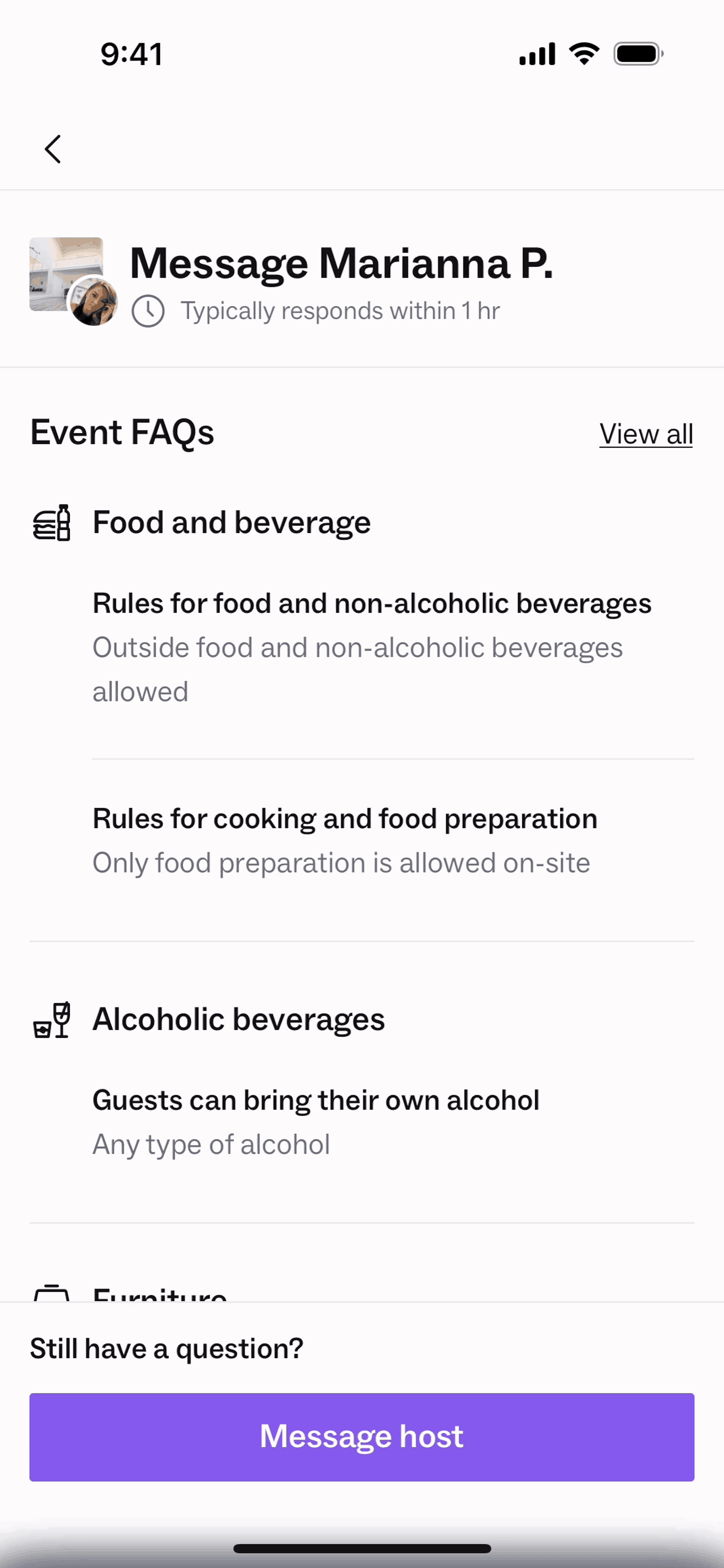 Peerspace iOS Lifestyle interface screenshot 13