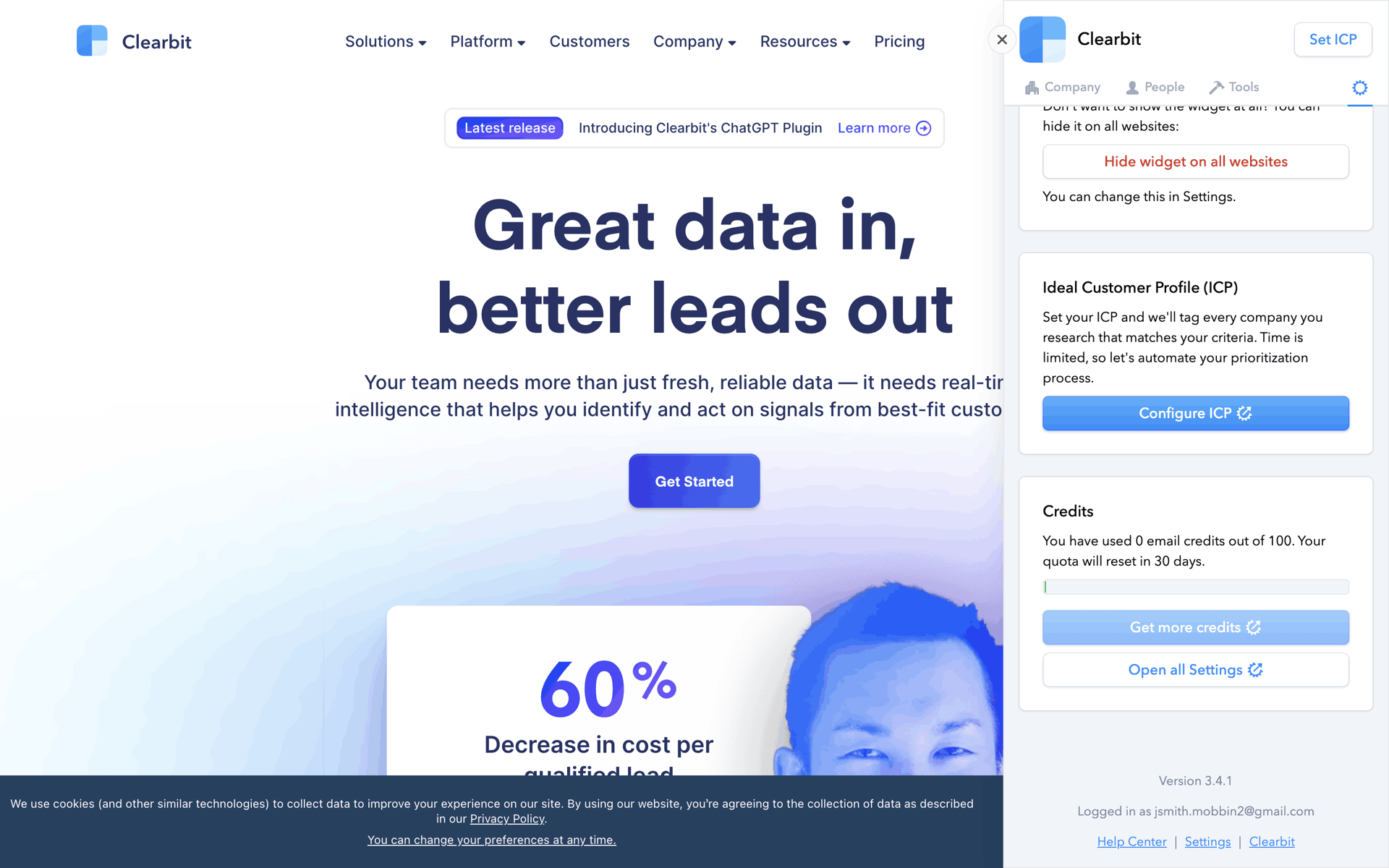 Clearbit Web Business interface screenshot 15
