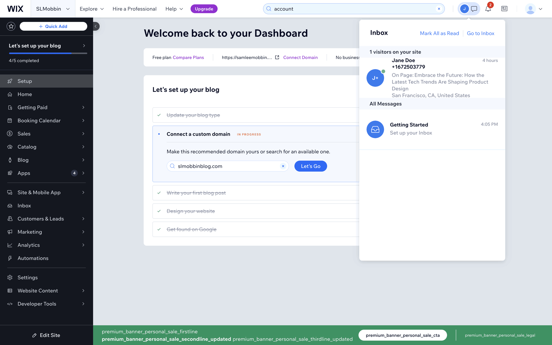 Wix Web Business interface screenshot 13