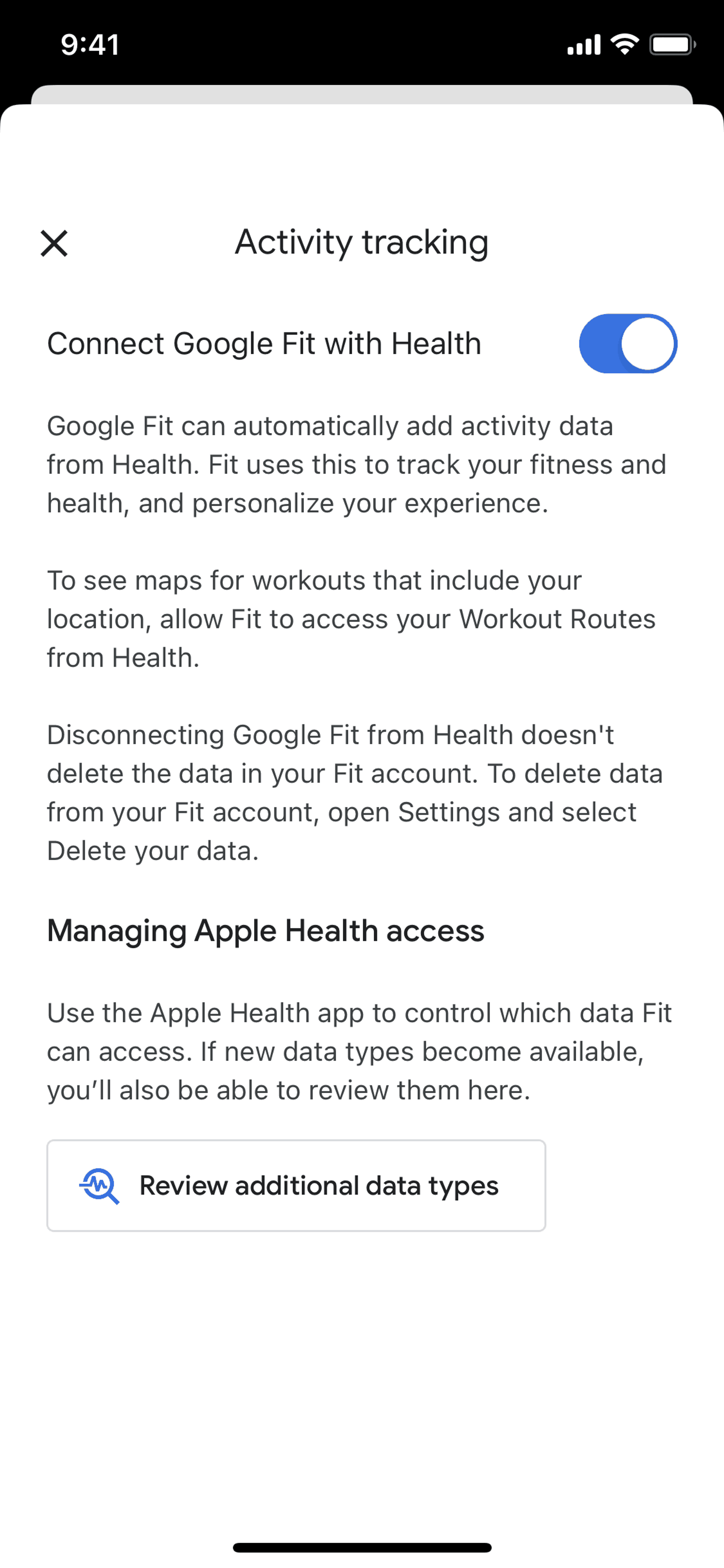Google Fit iOS Health & Fitness interface screenshot 9