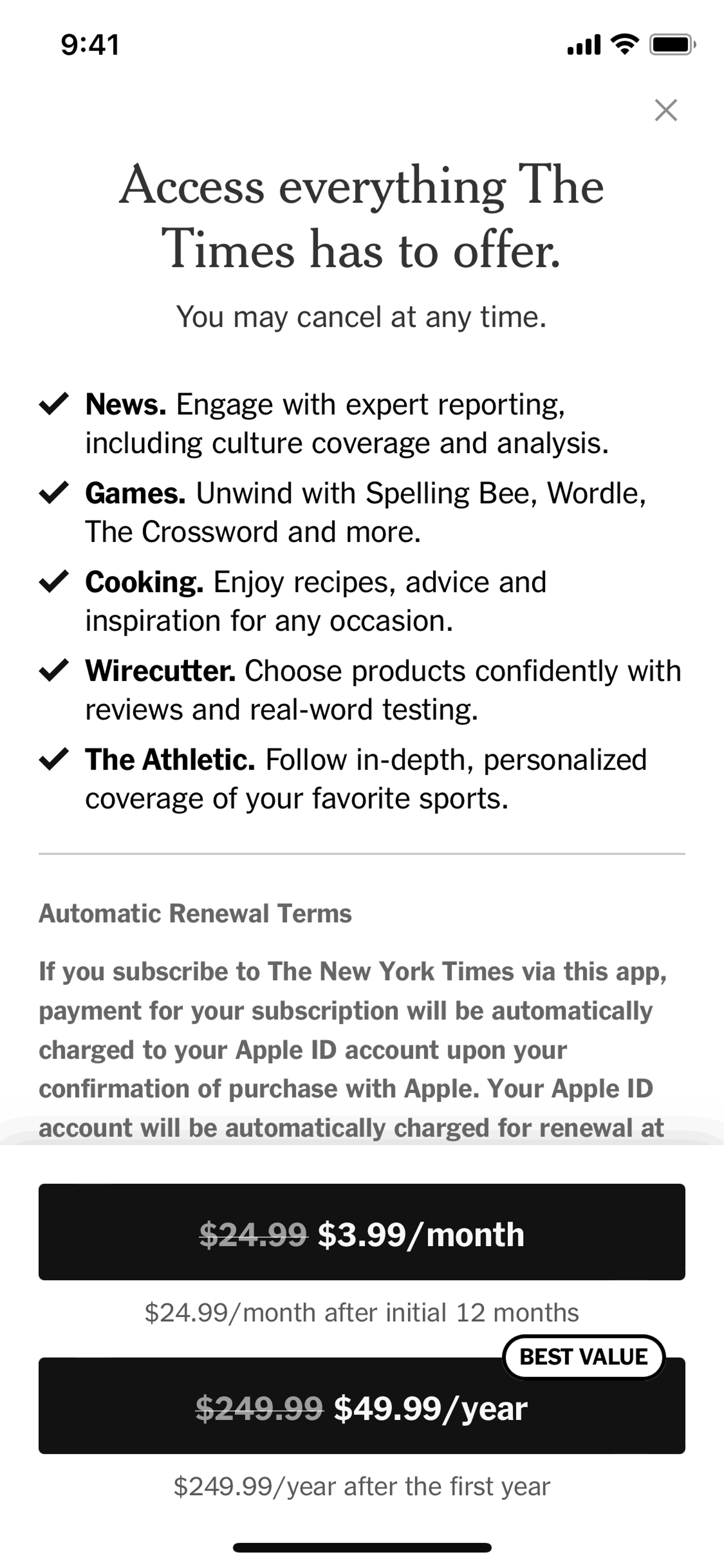 The New York Times iOS News interface screenshot 19