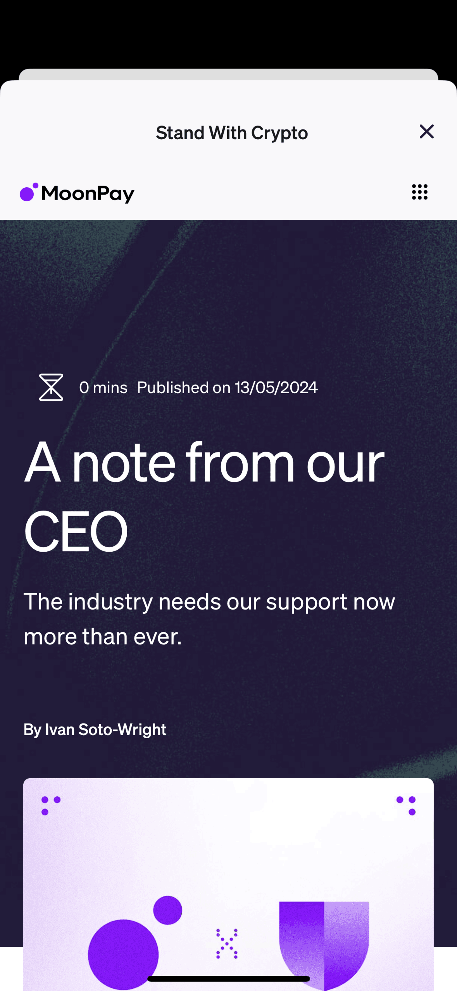 Article detail on MoonPay (ios) screen 2