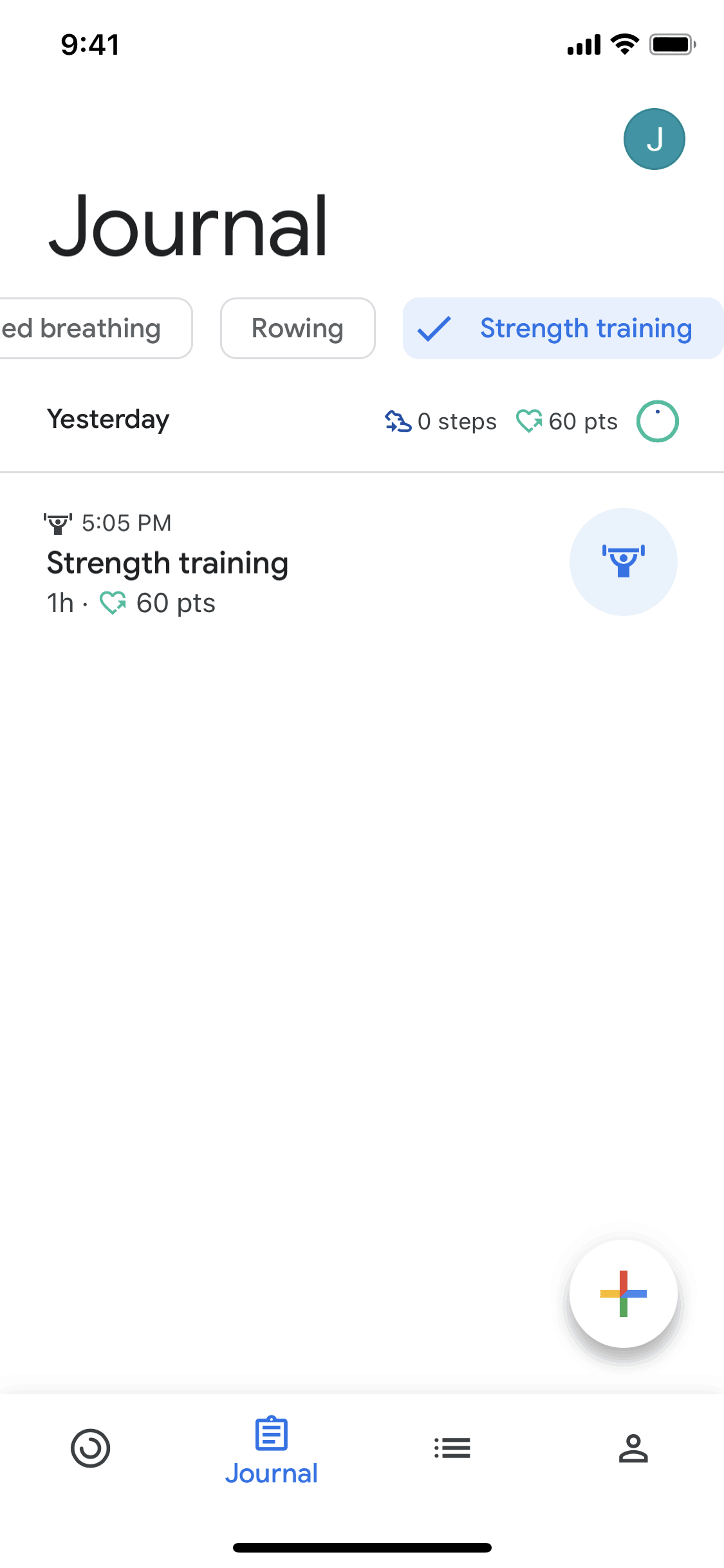 Google Fit iOS Health & Fitness interface screenshot 5
