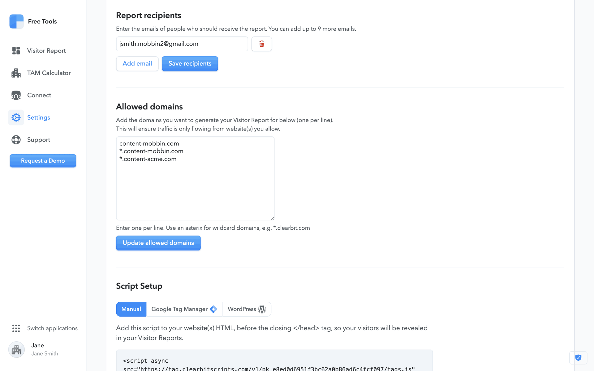 Clearbit Web Business interface screenshot 22