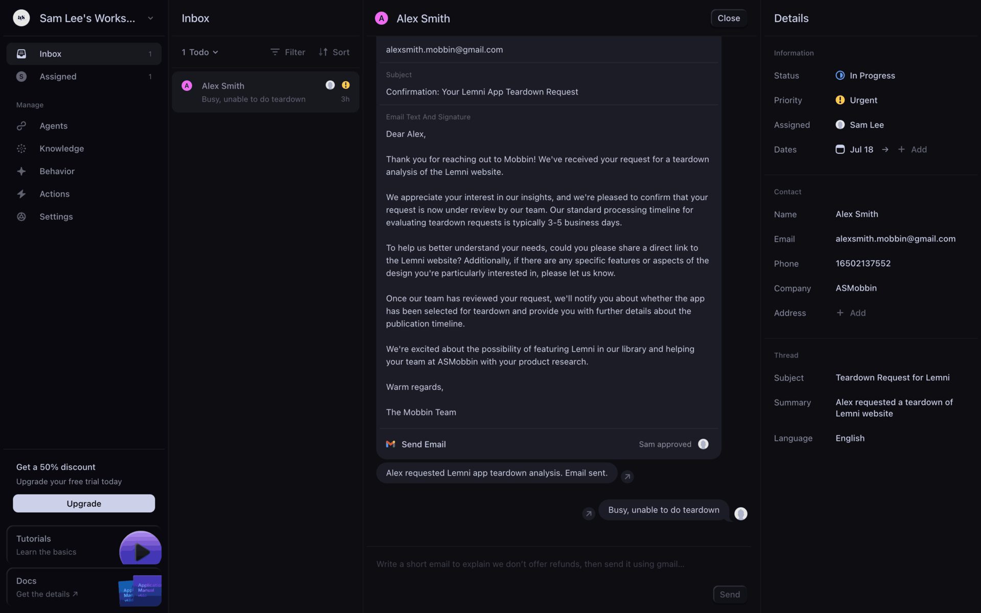 Lemni Web Business interface screenshot 3