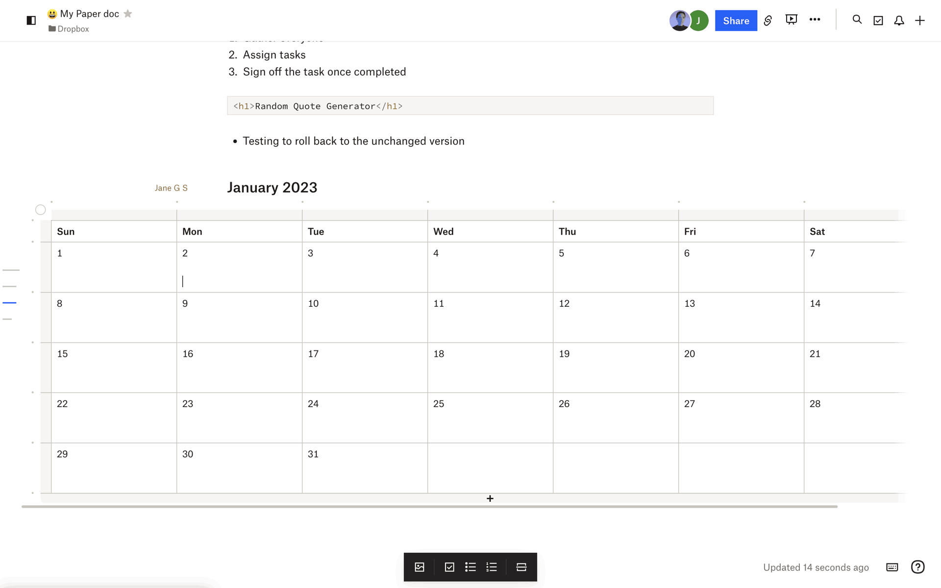 Dropbox Paper Web Productivity interface screenshot 20